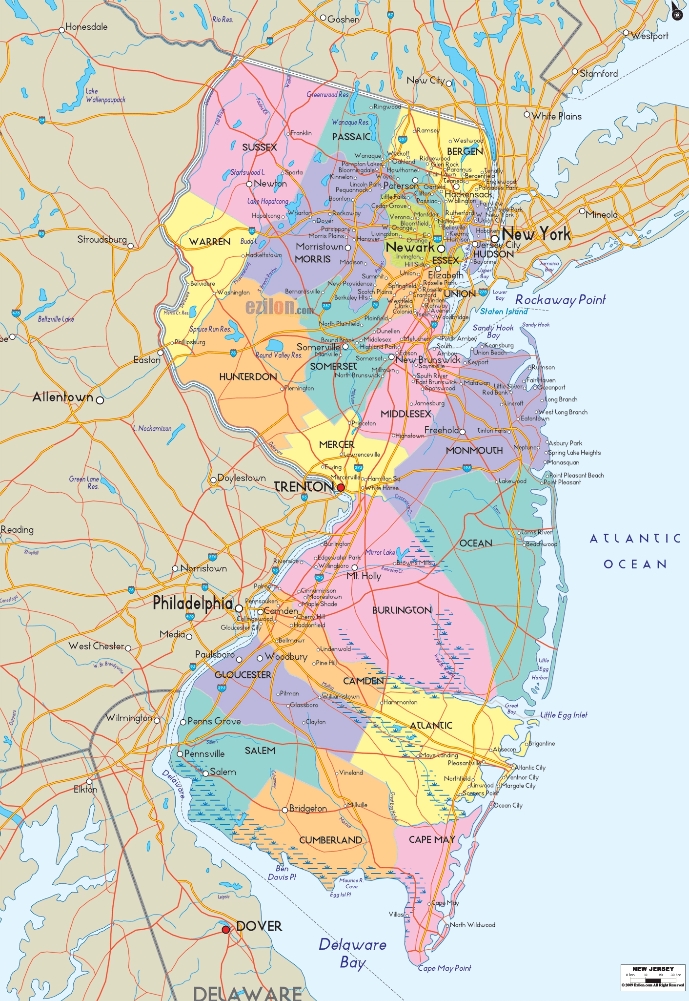county map new jersey
