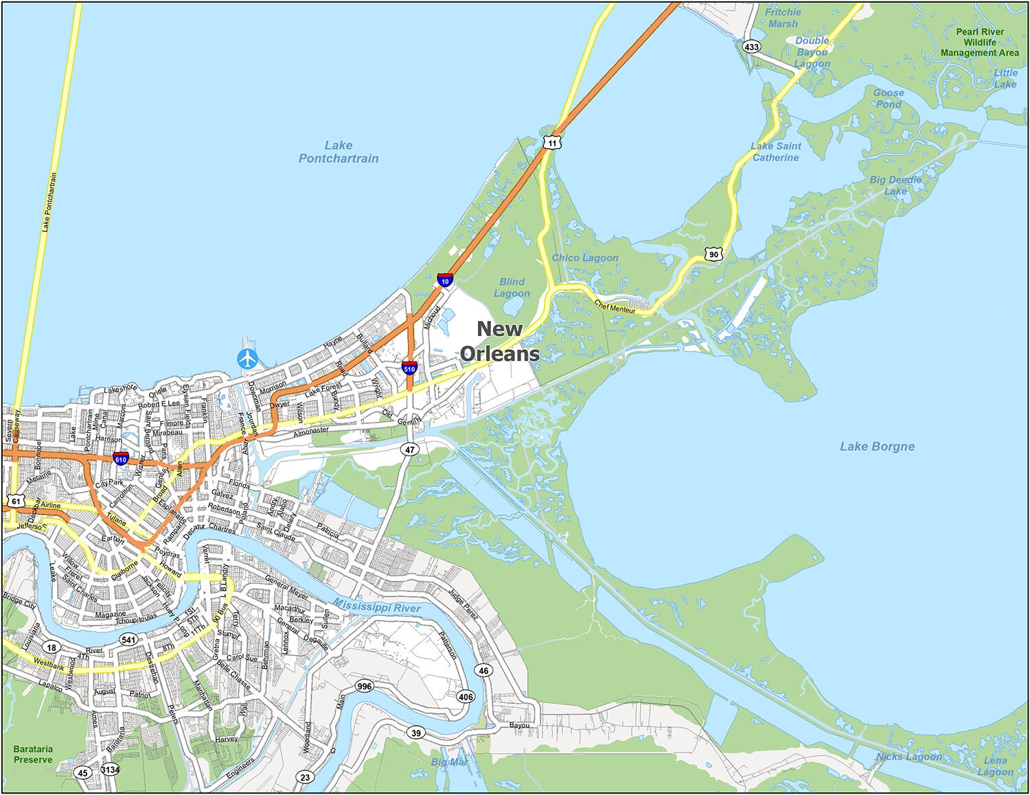 Map Of New Orleans Louisiana GIS Geography Map Of New Orleans Louisiana GIS Geography
