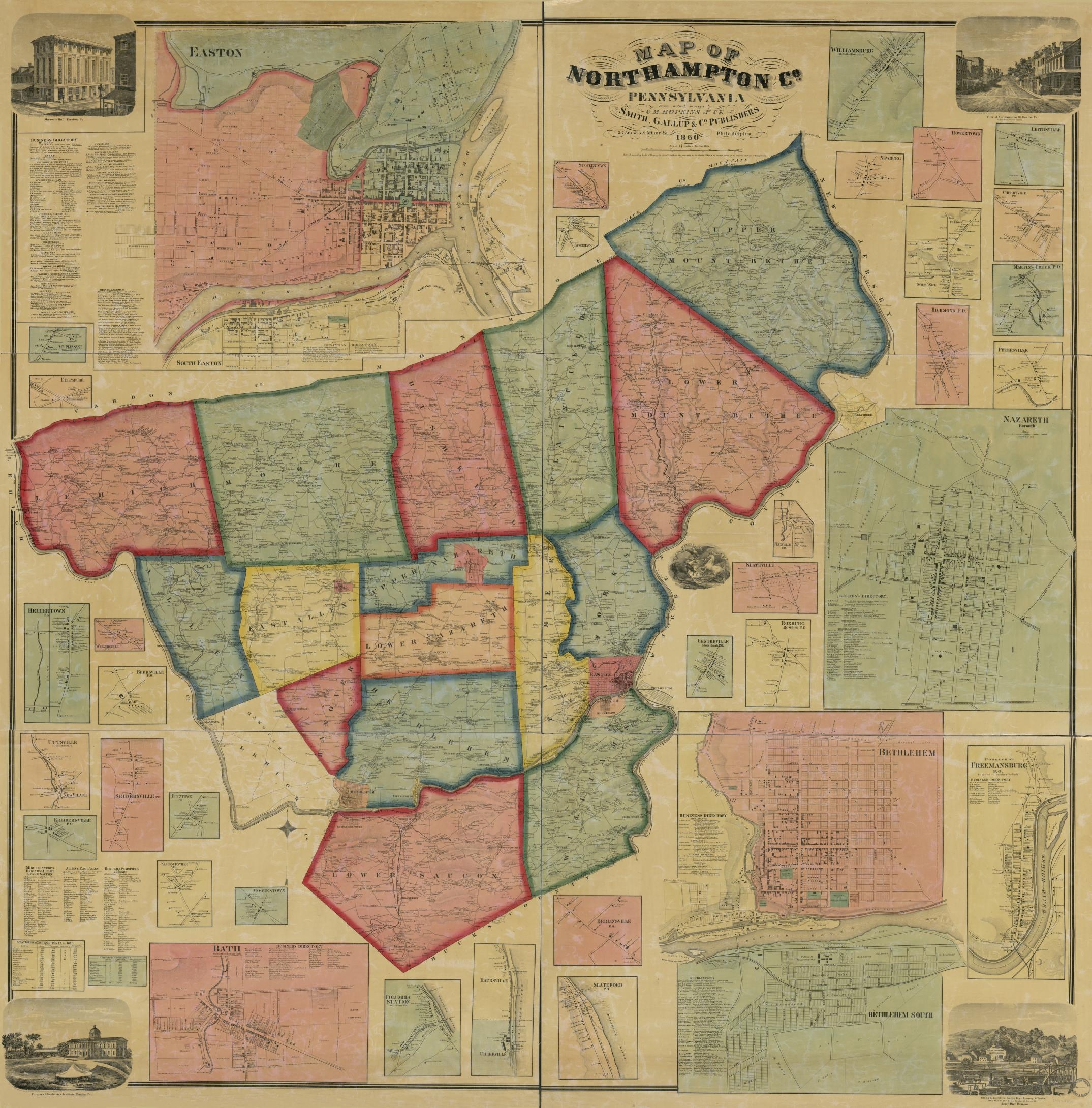 Map Of Northampton Co Pennsylvania From Actual Surveys Library Of Congress