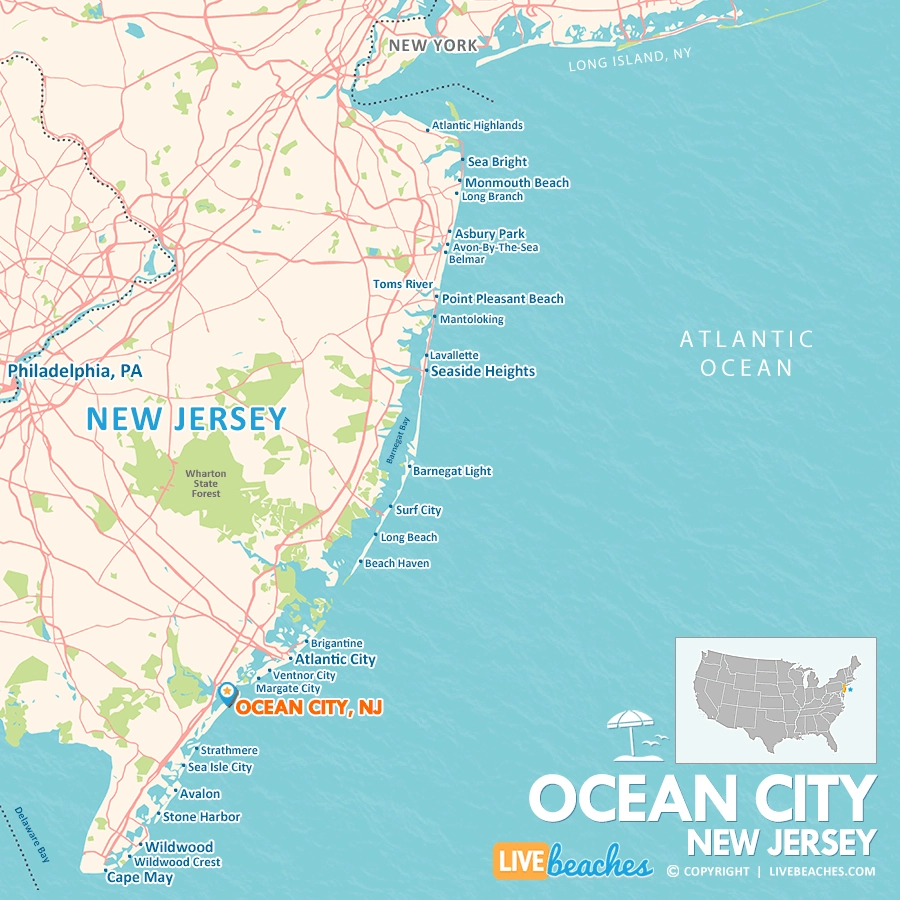 Map Of Ocean City New Jersey Live Beaches