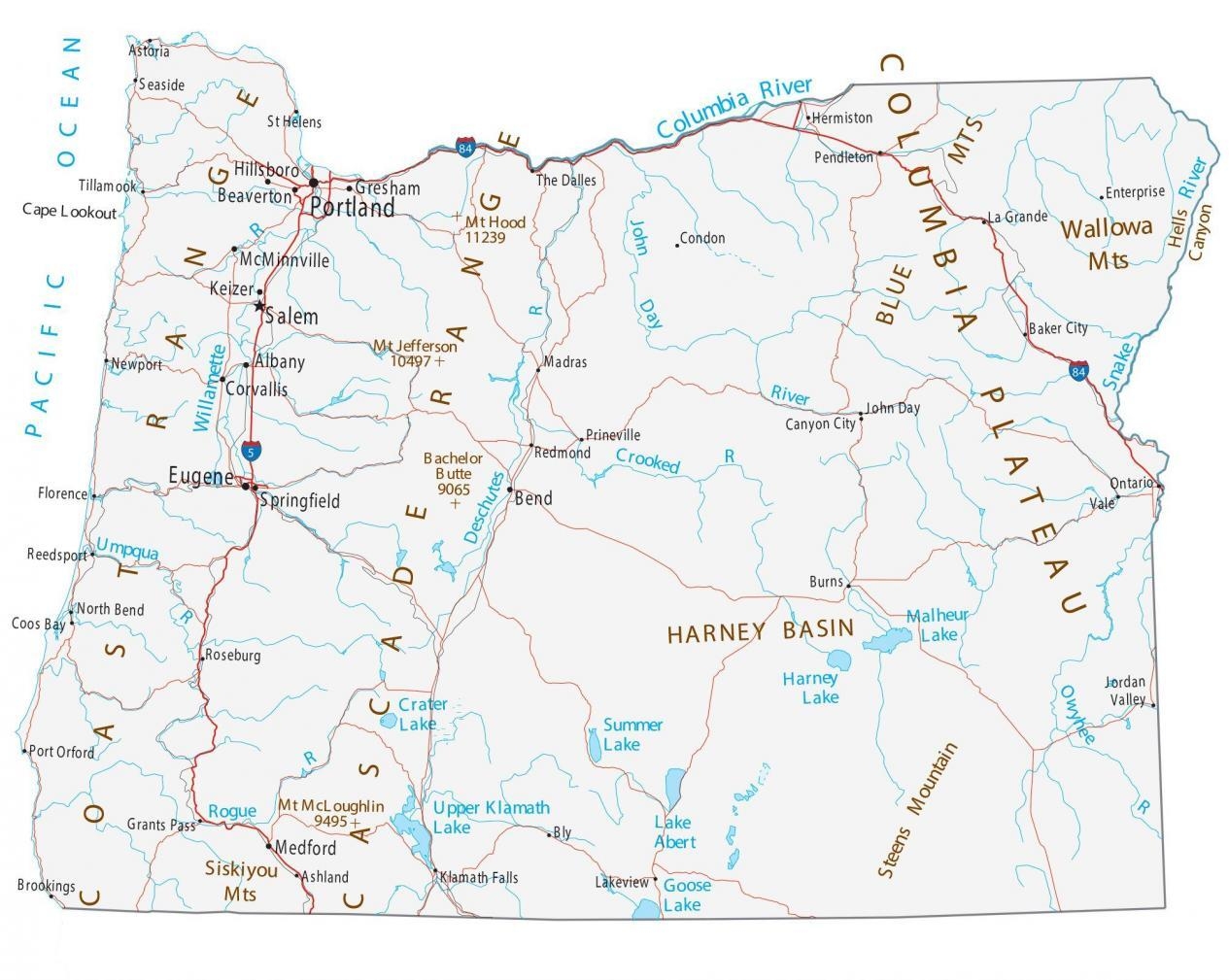 Map Of Oregon Cities And Roads GIS Geography