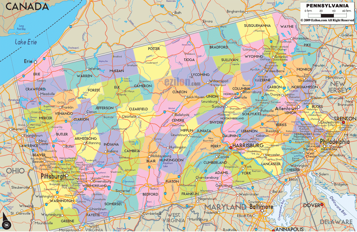 Map Of Pennsylvania Detailed Pennsylvania Map With Cities Counties And Roads Ezilon Maps Map Of Pennsylvania Detailed Pennsylvania Map With Cities Counties And Roads Ezilon Maps