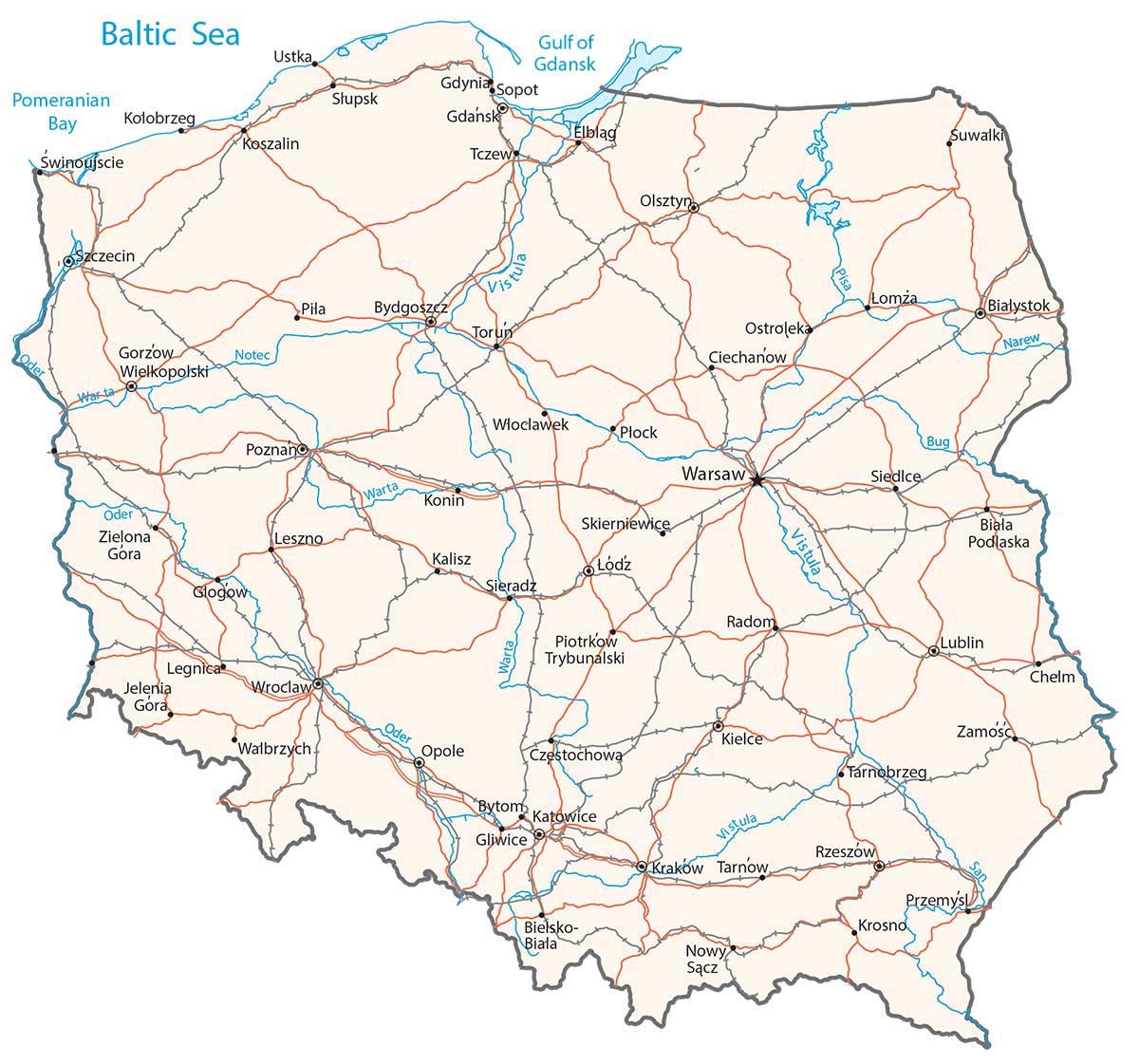 Map Of Poland Cities And Roads GIS Geography