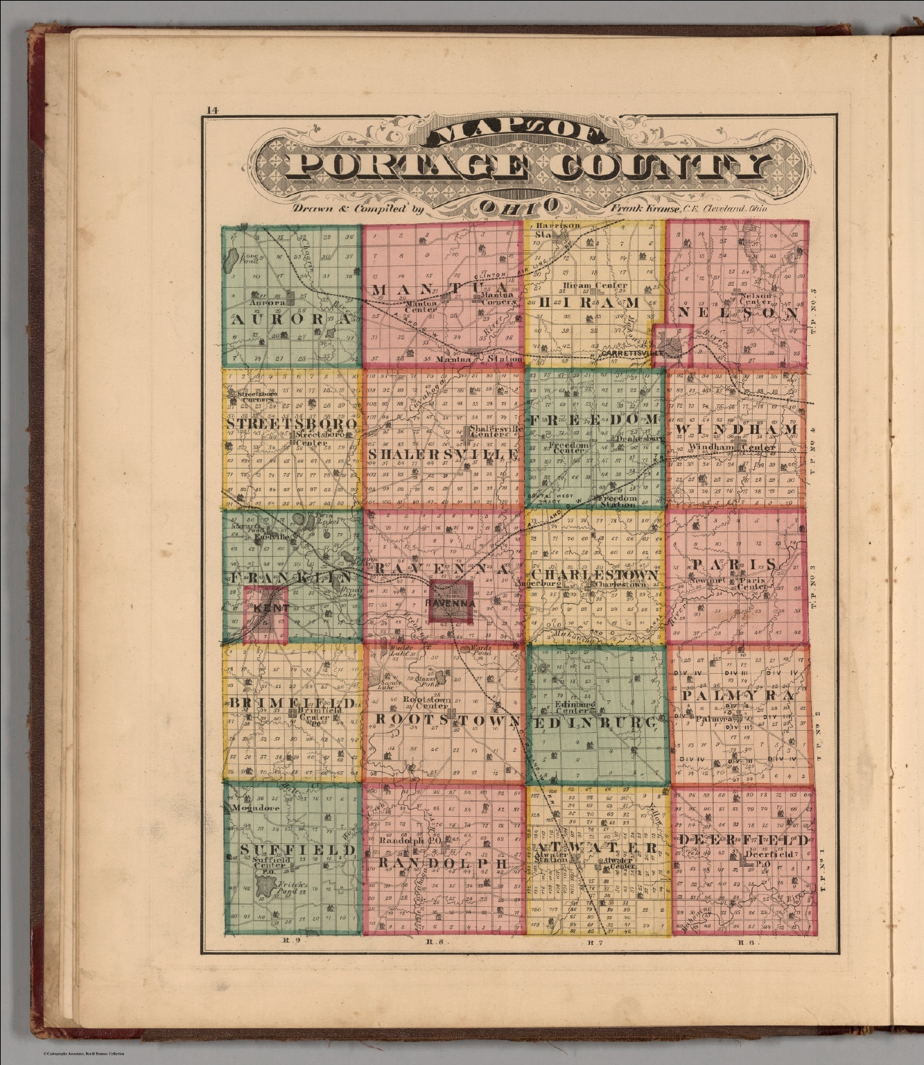 Map Of Portage County Ohio Drawn And Compiled By Frank Krause C E Cleveland Ohio Everts L H Free Download Borrow And Streaming Internet Archive