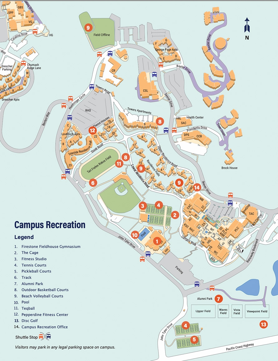 Map Of Recreational Facilities Pepperdine Community Map Of Recreational Facilities Pepperdine Community