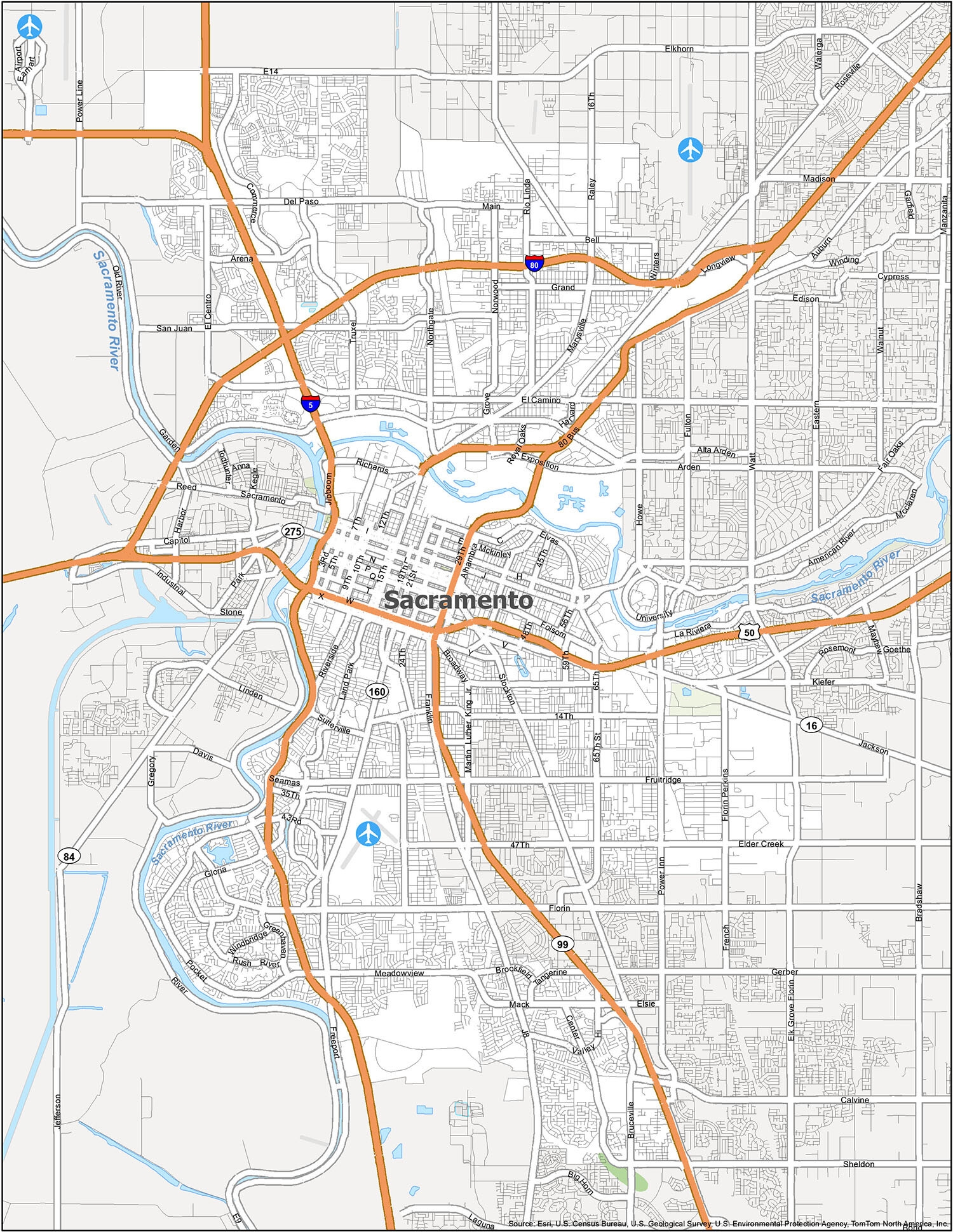 Map Of Sacramento California GIS Geography