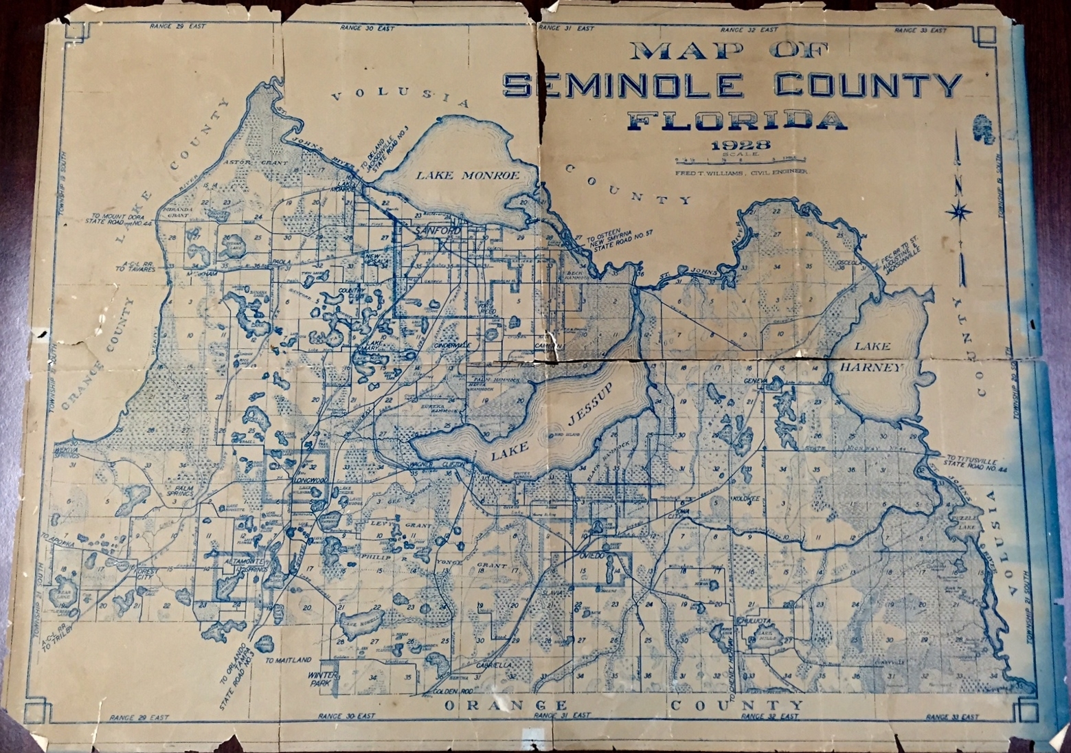 Map Of Seminole County Florida 1928 RICHES