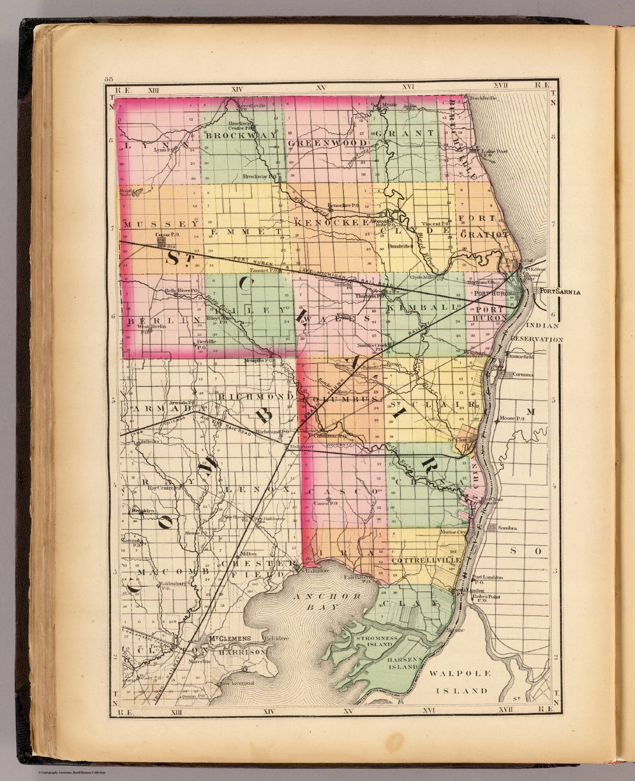 Map Of St Clair County Michigan Drawn Compiled And Edited By H F Walling C E Published By R M S T Tackabury Detroit Mich Entered 1873 By H F Walling Washington The