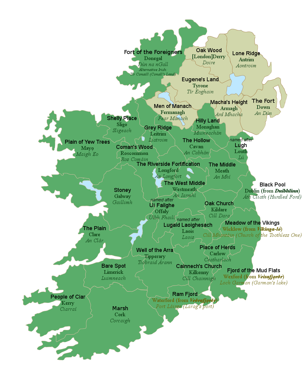 Map Of The 32 Counties Of Ireland With Their Literal English Translations R MapPorn