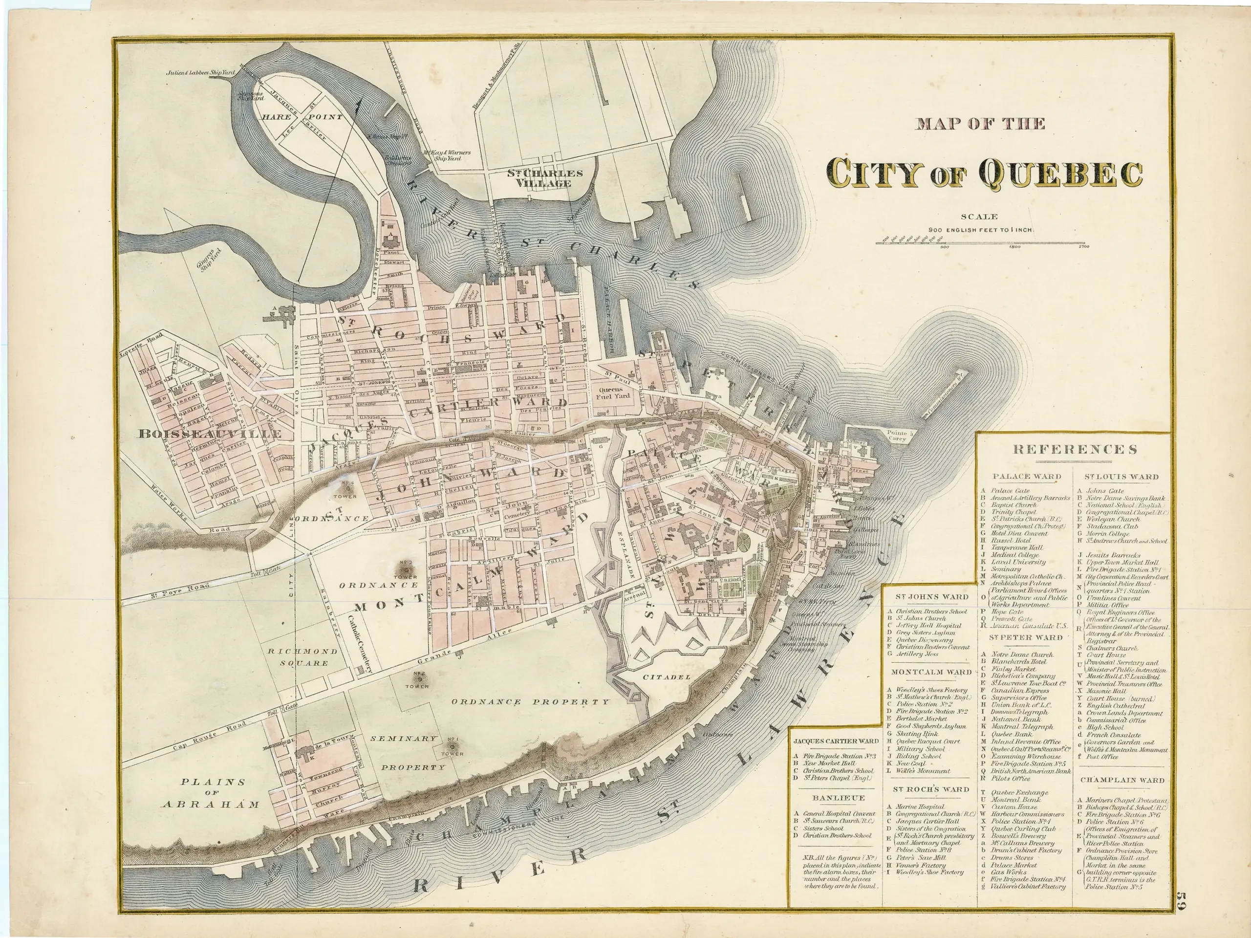 Map Of The City Of Quebec Walker Miles C 1875 The Antiquarium Antique Maps Quality Custom Picture Framing