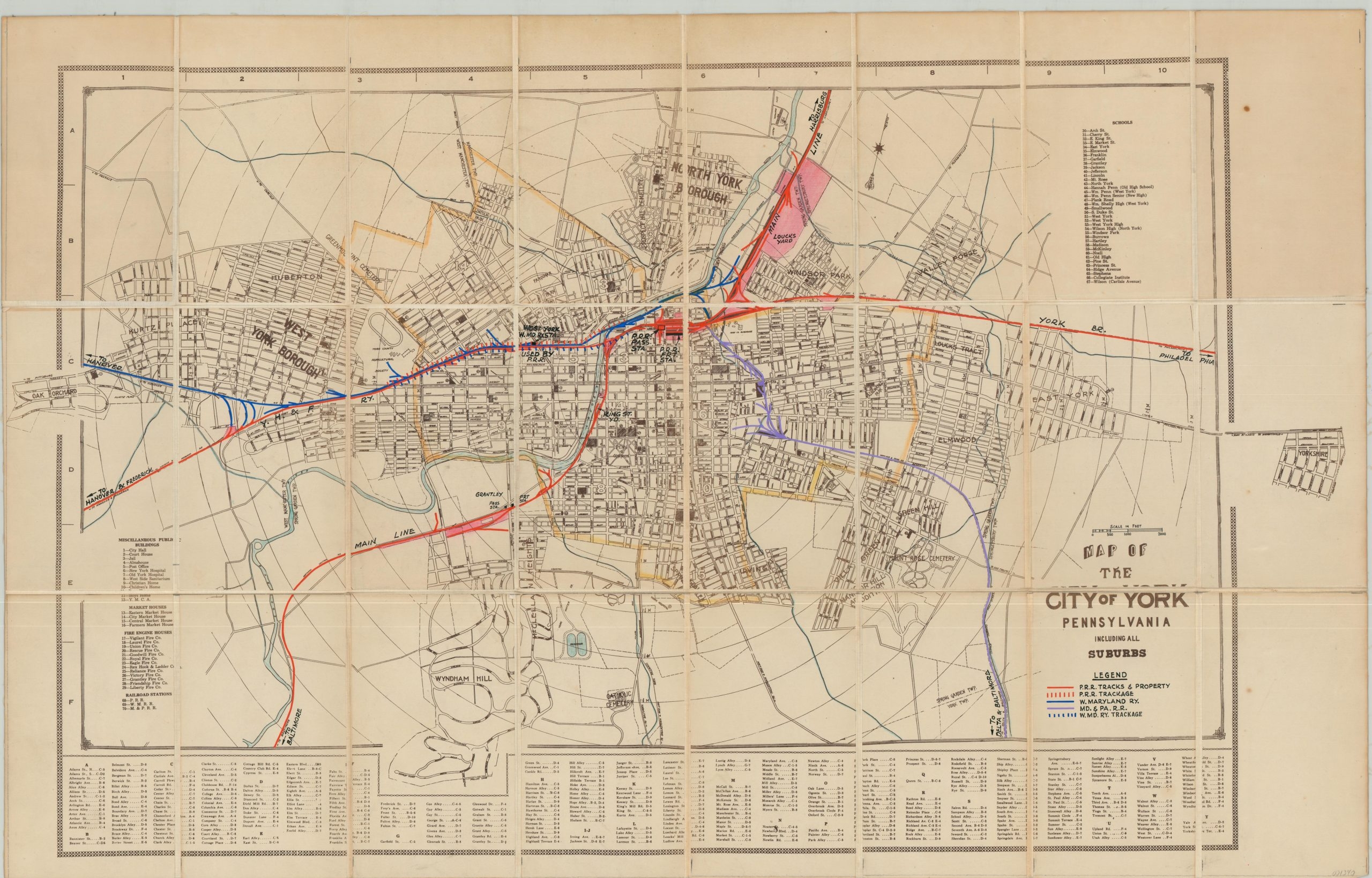 Map Of The City Of York Pennsylvania Including All Suburbs Curtis Wright Maps