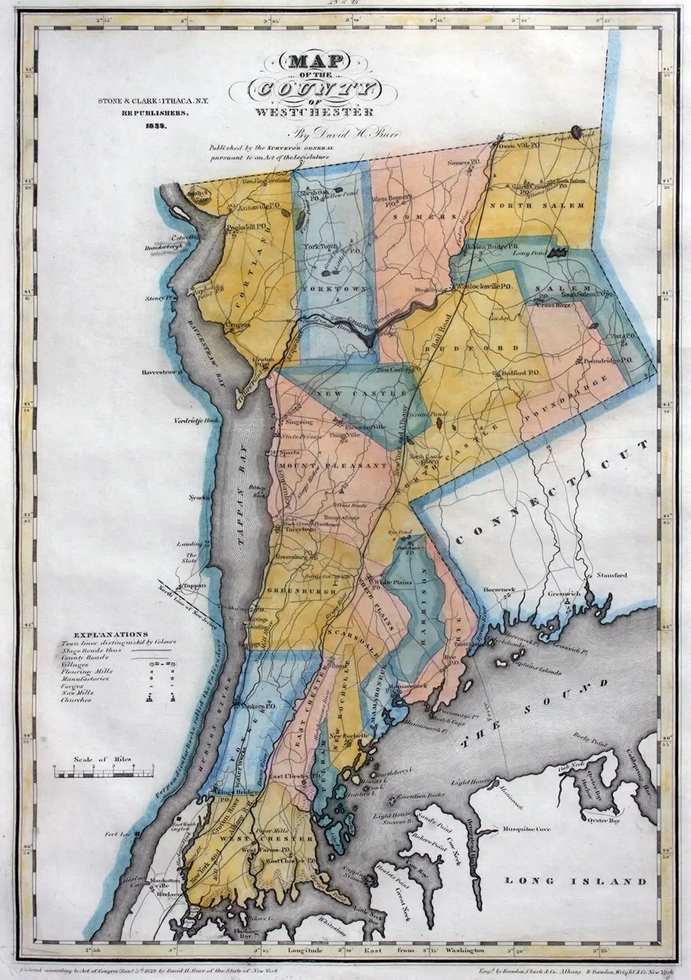 Map Of The County Of Westchester David H Burr