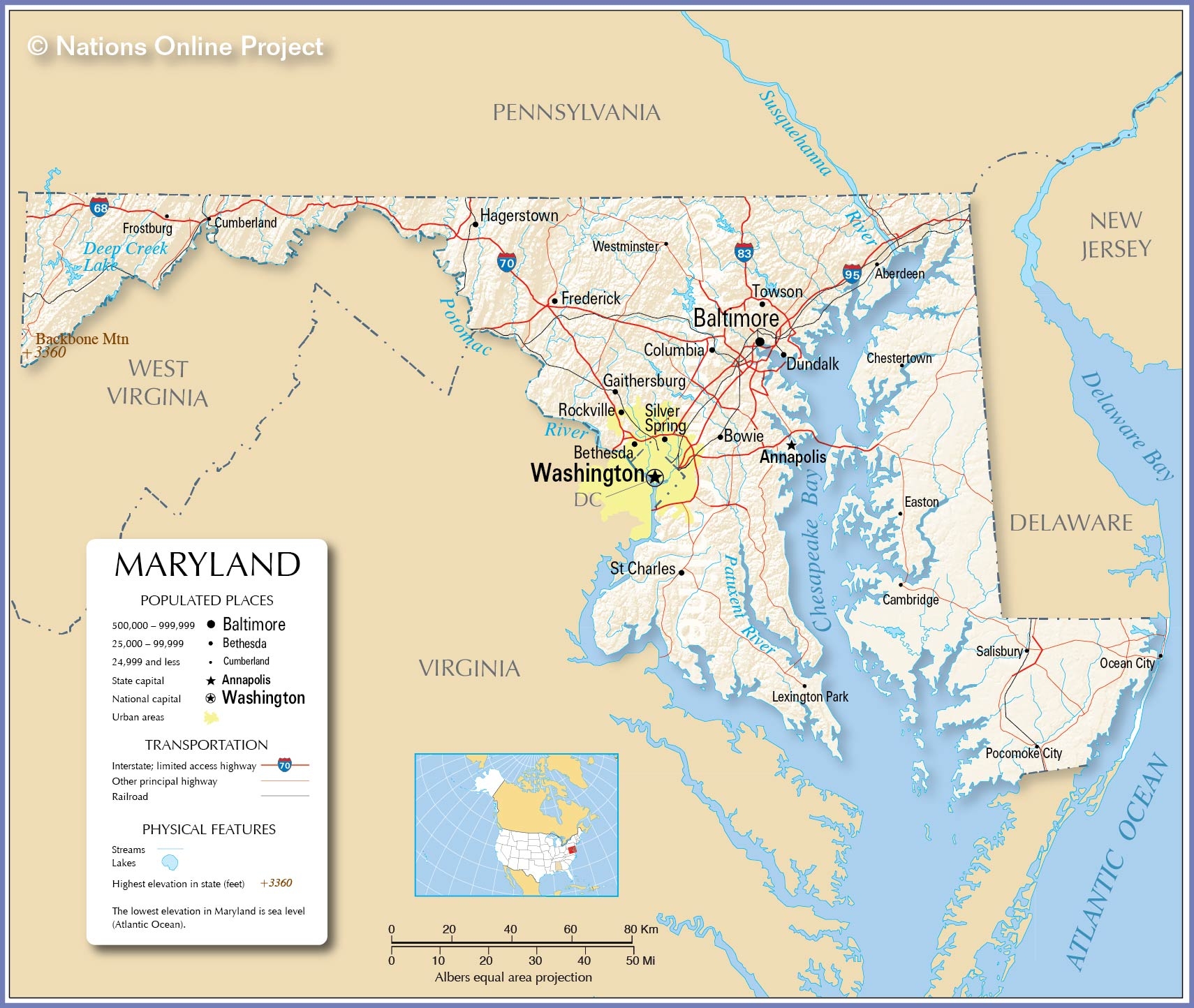 Map Of The State Of Maryland USA Nations Online Project Map Of The State Of Maryland USA Nations Online Project