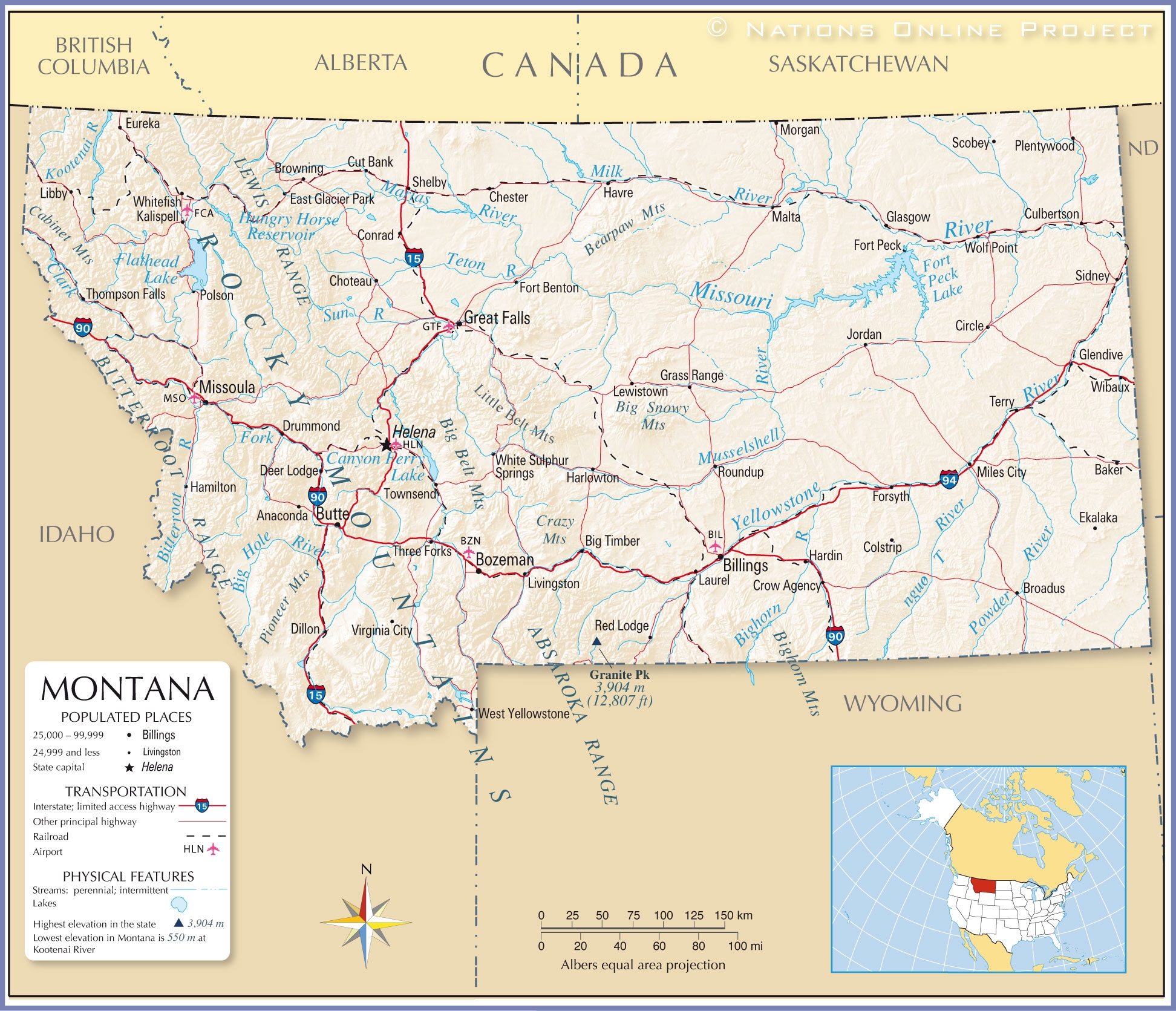 Map Of The State Of Montana USA Nations Online Project Map Of The State Of Montana USA Nations Online Project