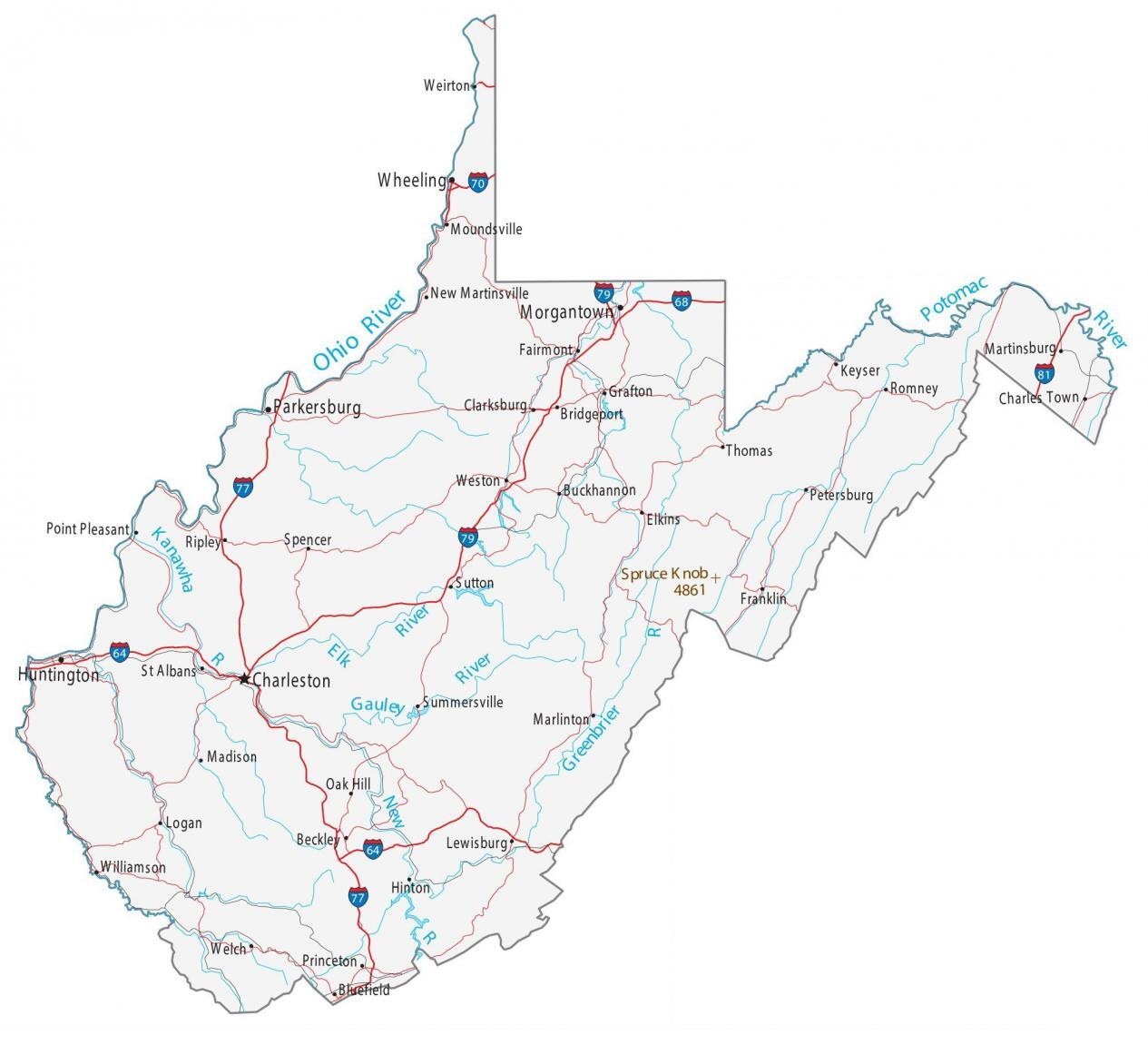 Map Of West Virginia Cities And Roads GIS Geography