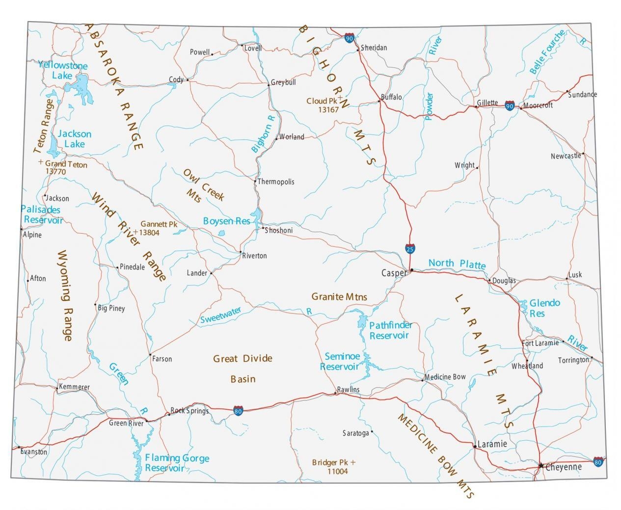 Map Of Wyoming Cities And Roads GIS Geography