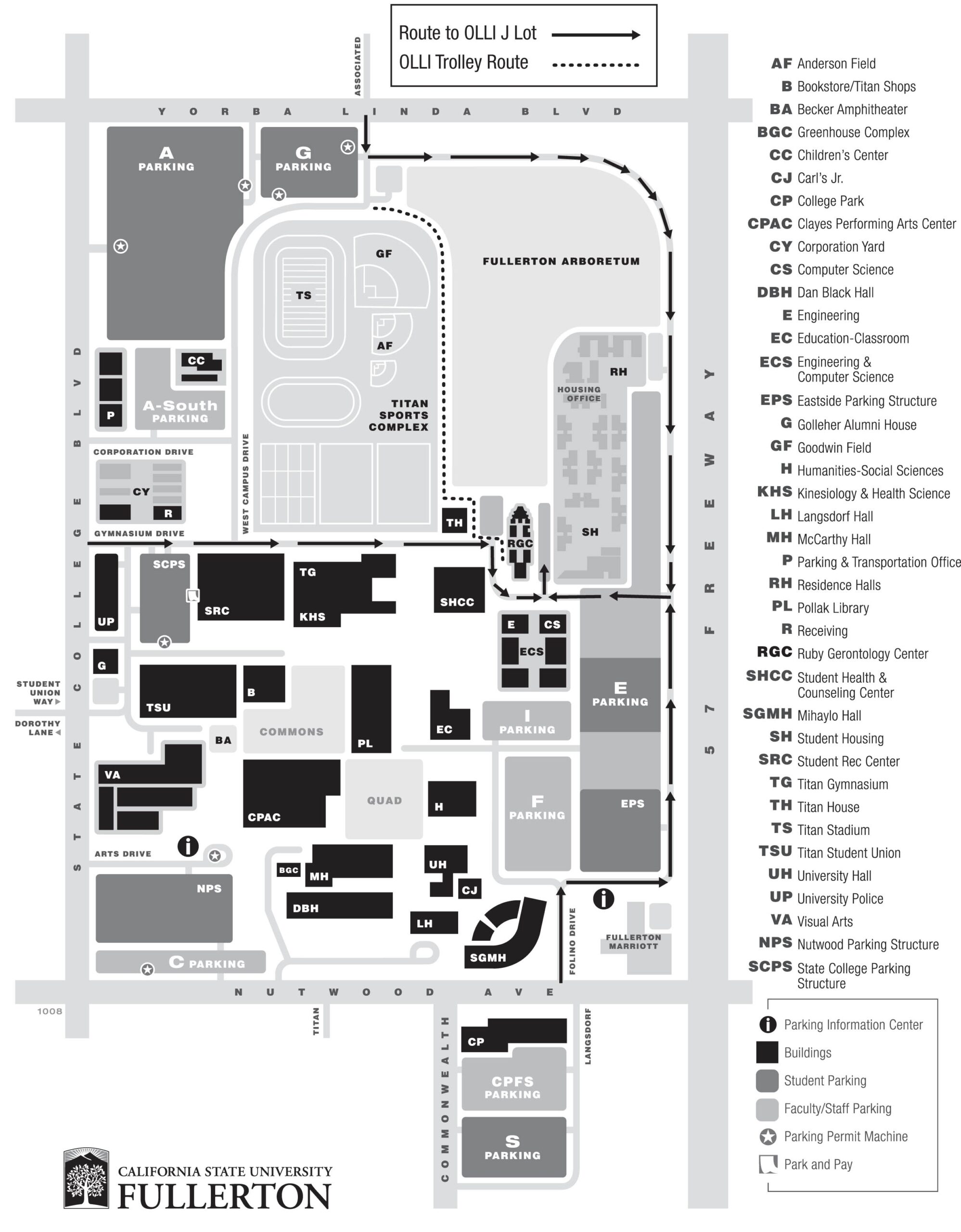 california state university fullerton campus map