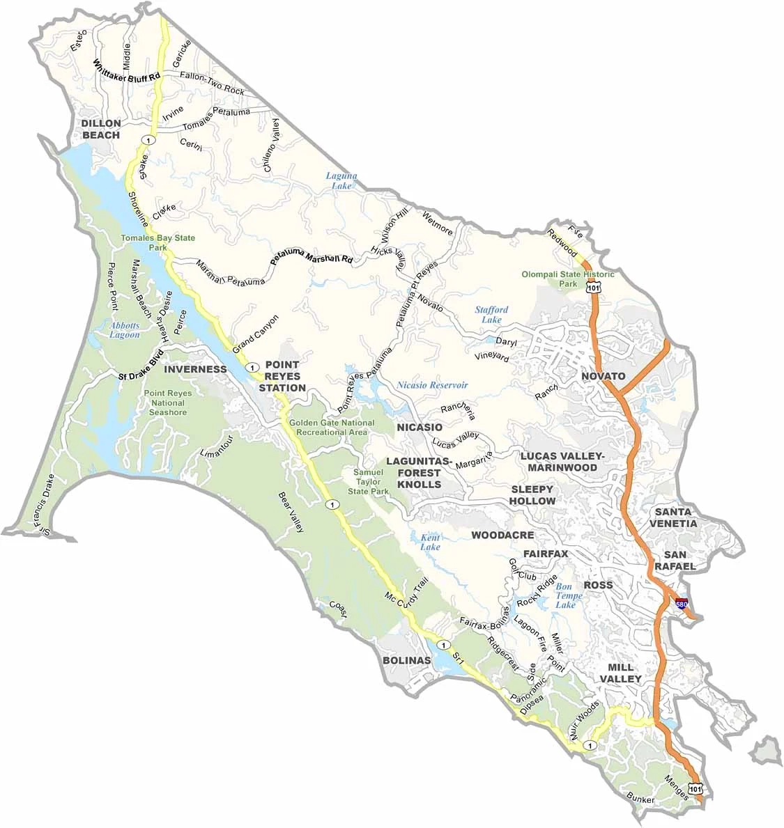 Marin County Map California US County Maps Marin County Map California US County Maps