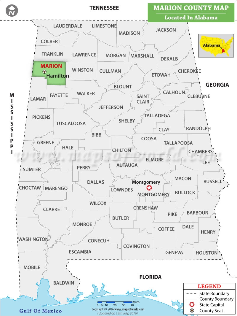 Marion County Map Alabama