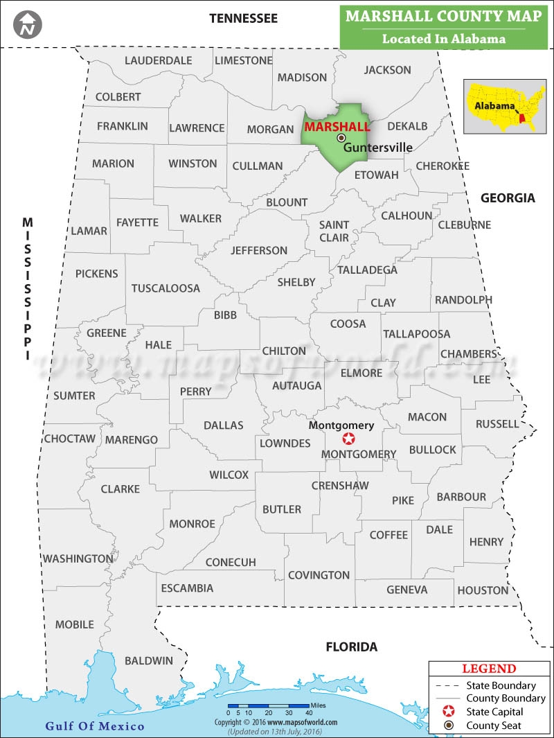 Marshall County Map Alabama Where Is Marshall County