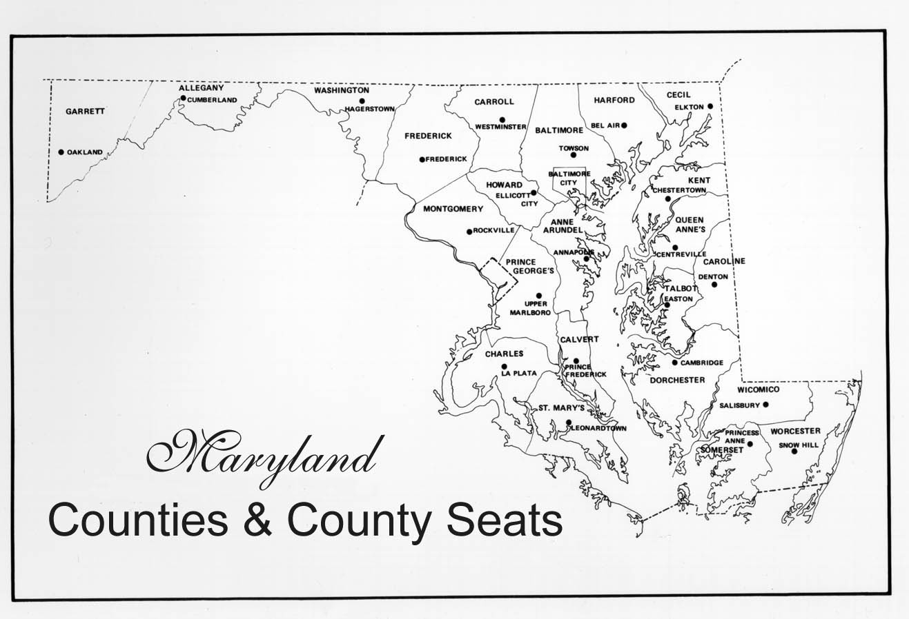 Maryland Counties Map Counties County Seats Maryland Counties Map Counties County Seats