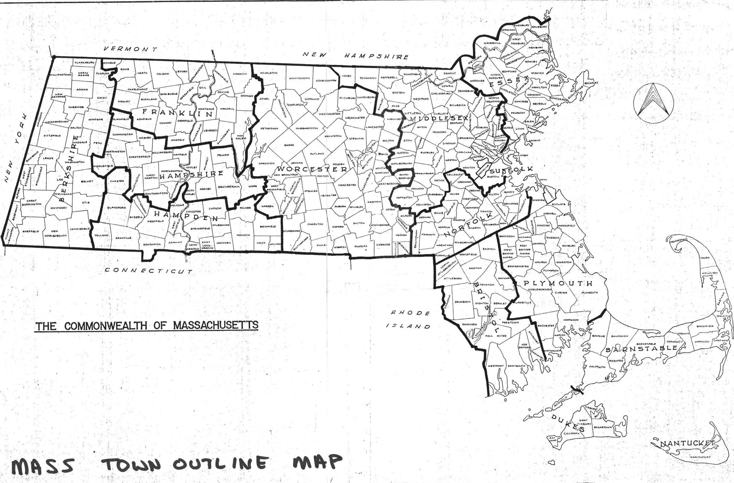 Massachusetts County Town Index List
