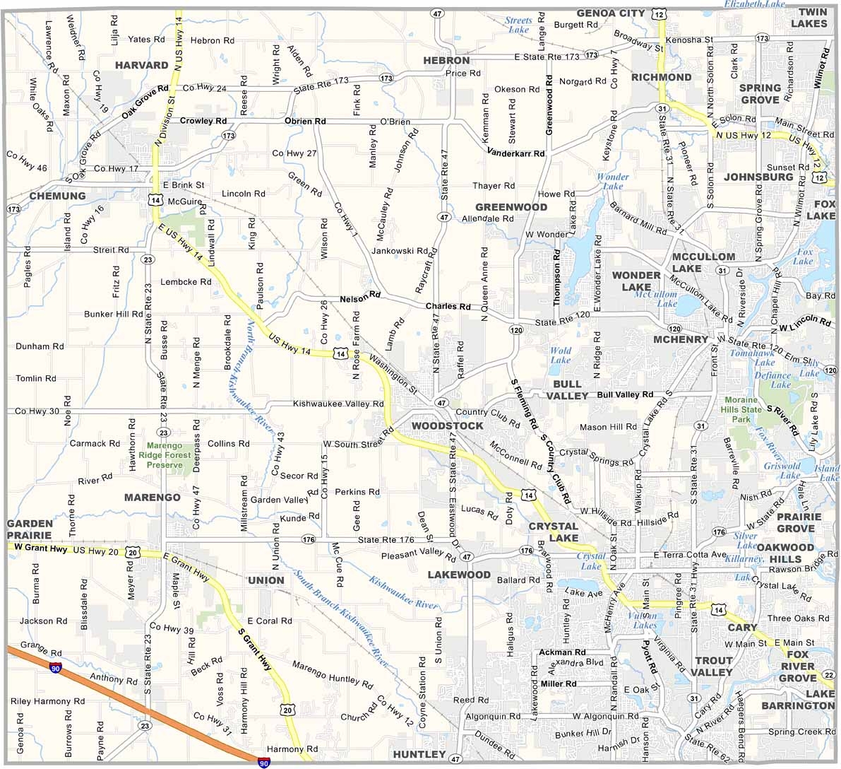 McHenry County Map Illinois US County Maps