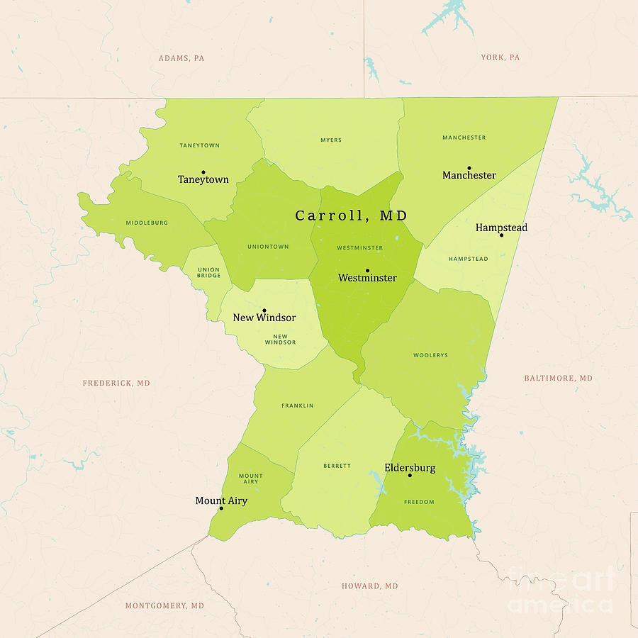 MD Carroll County Vector Map Green By Frank Ramspott MD Carroll County Vector Map Green By Frank Ramspott