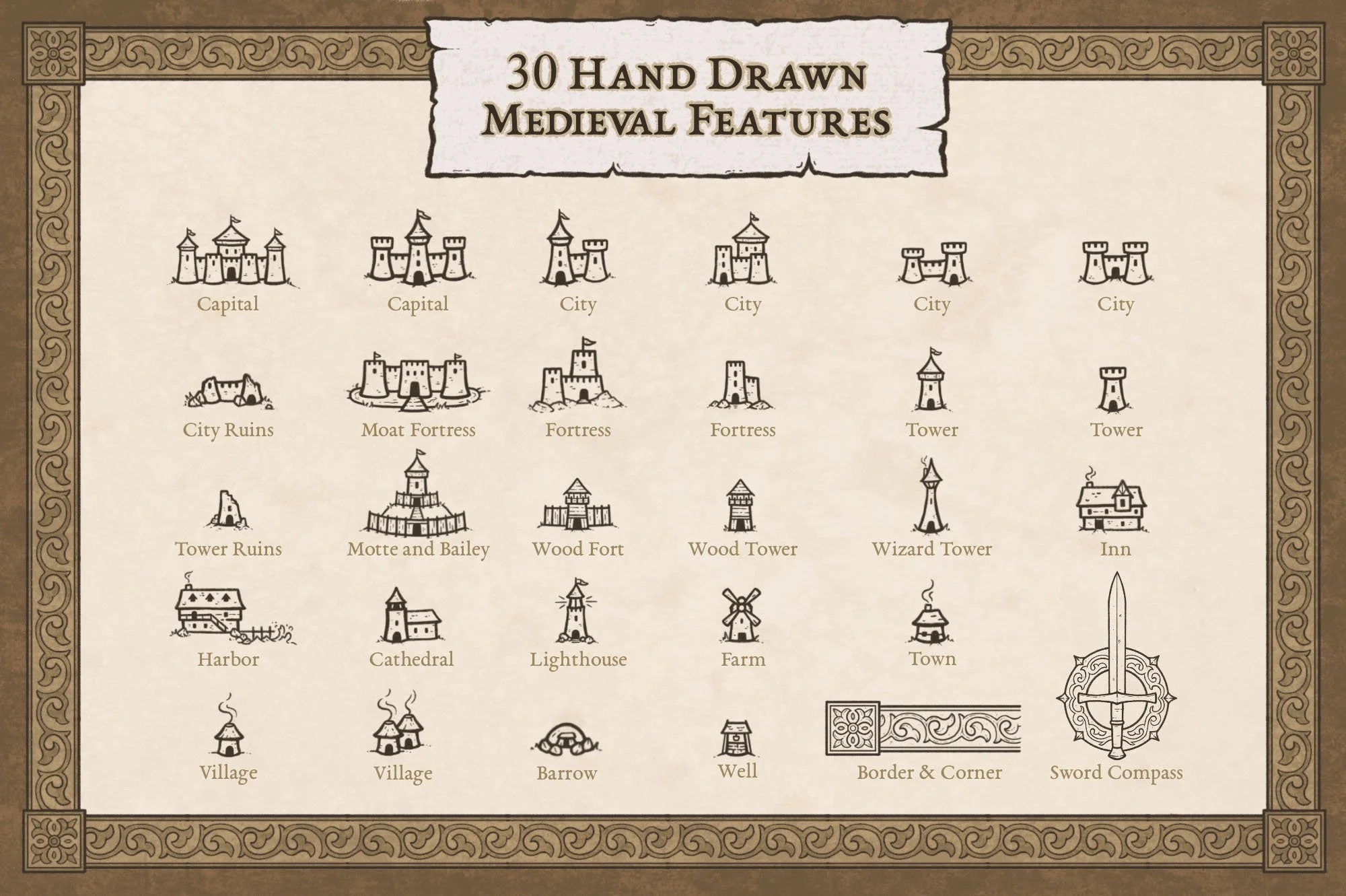 Medieval Icons For The Fantasy Map Builder Map Effects