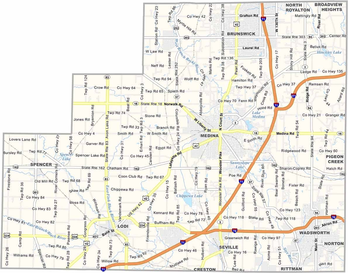 Medina County Map Ohio US County Maps