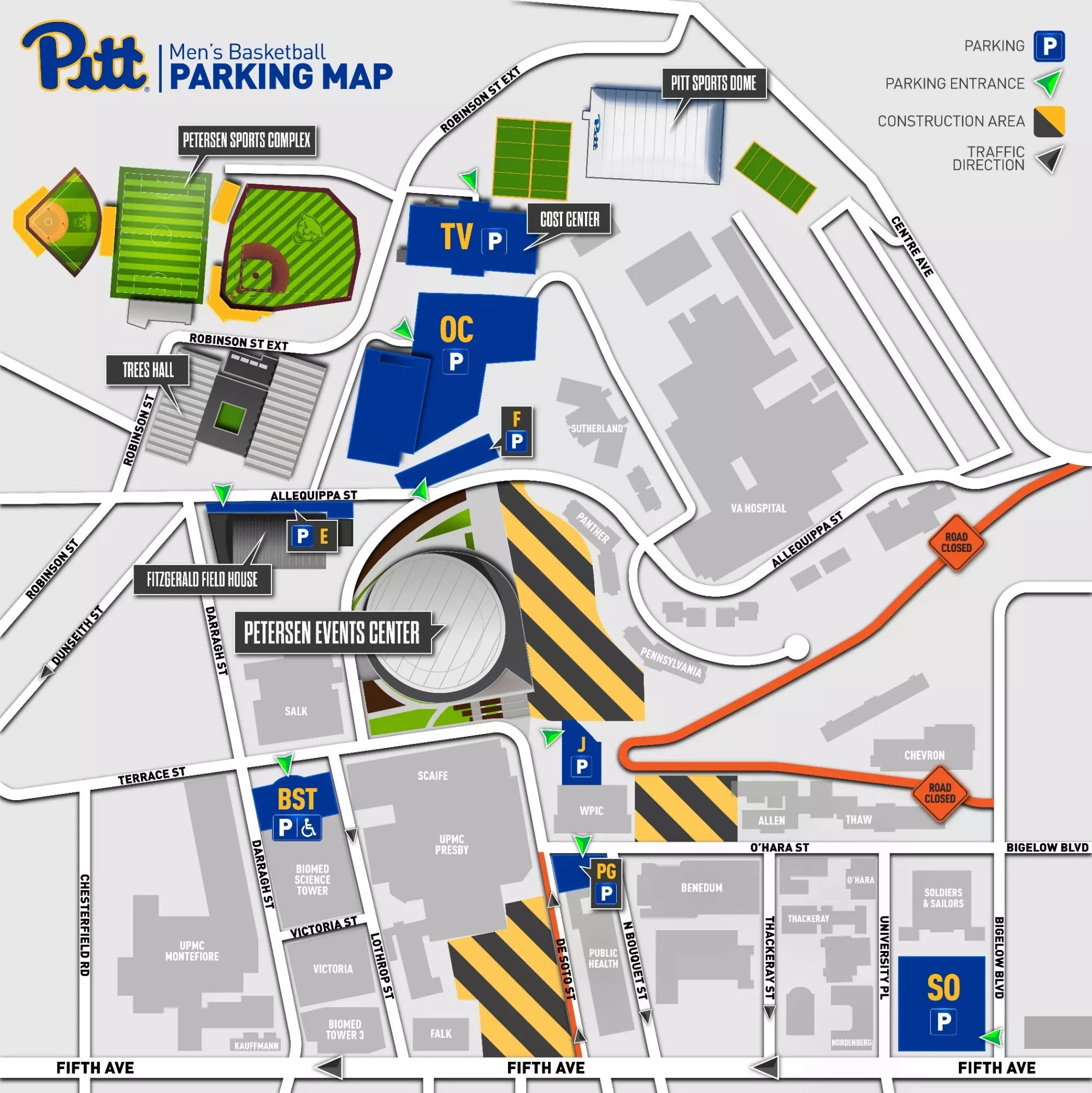 Men s Basketball Parking Transit Pitt Panthers H2P