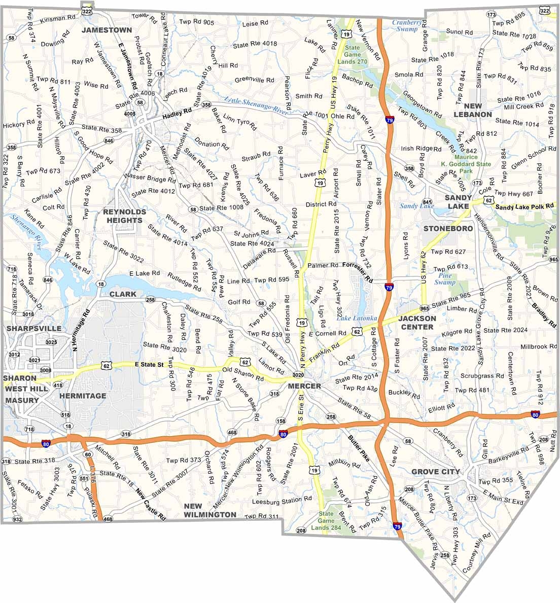 map of mercer county