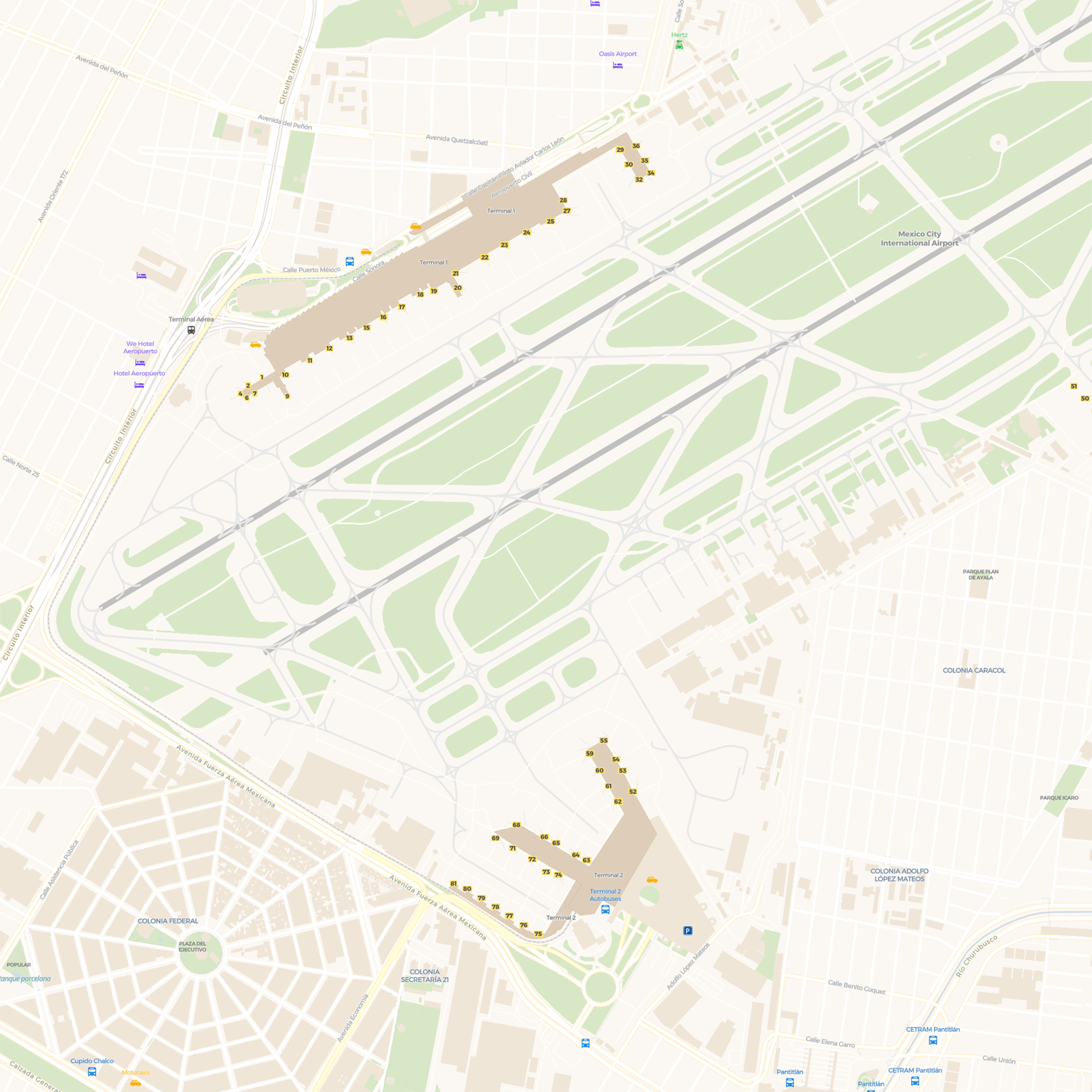 Mexico City International Airport Airport Map Mexico City MEX Terminal Overview Airport Information