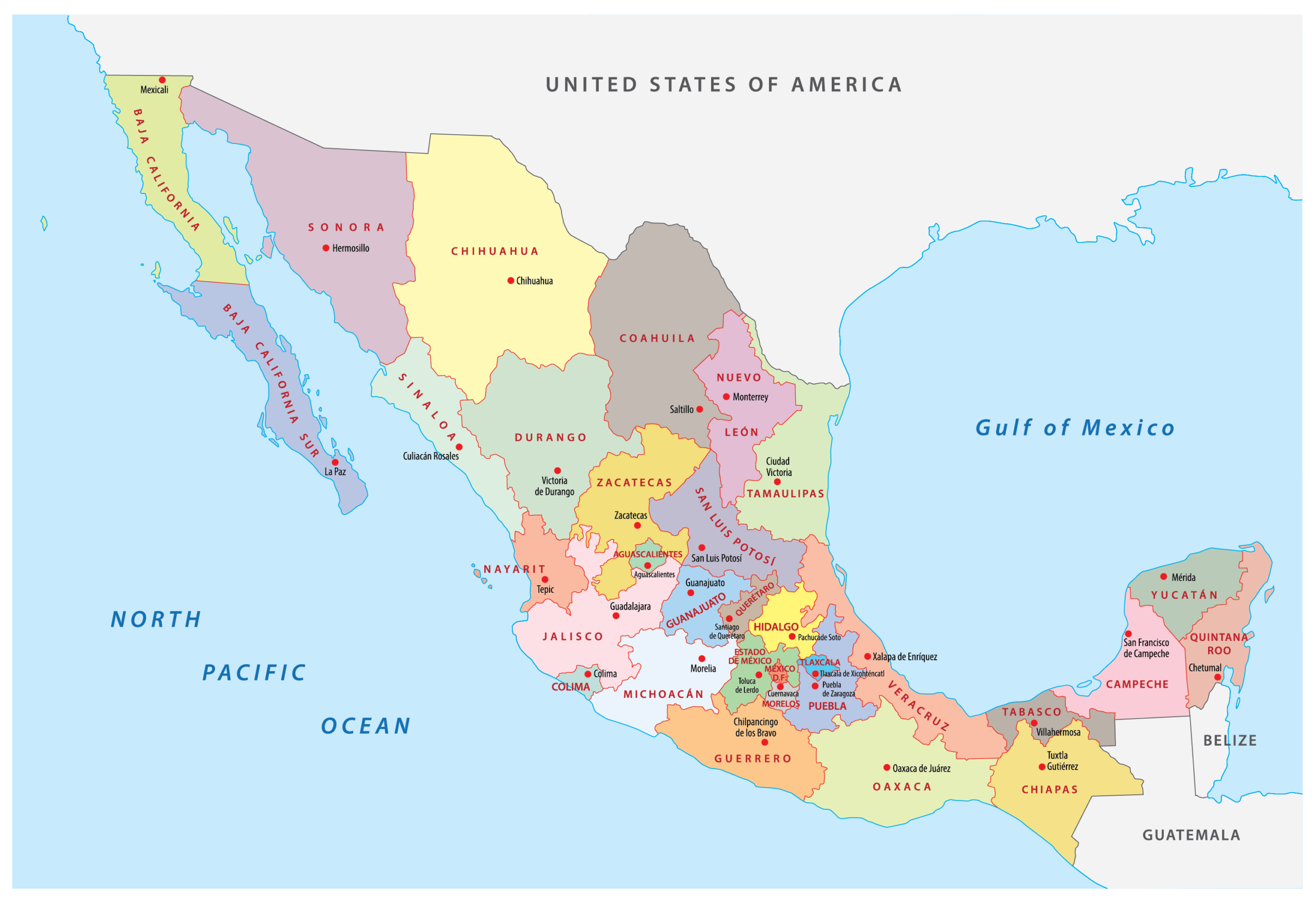 printable map of mexico states printable map of mexico states