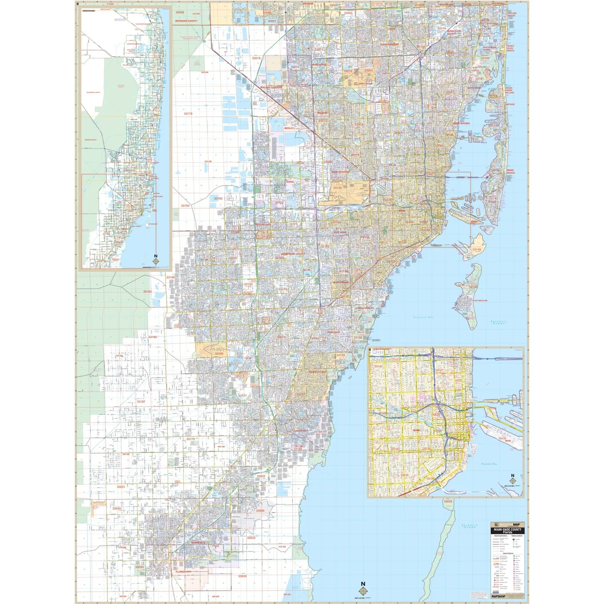 Miami Dade County FL Wall Map Shop City County Maps Ultimate Globes