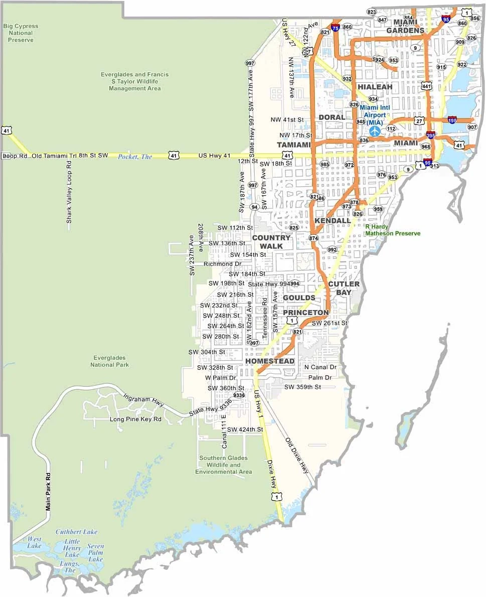Miami Dade County Map Florida US County Maps