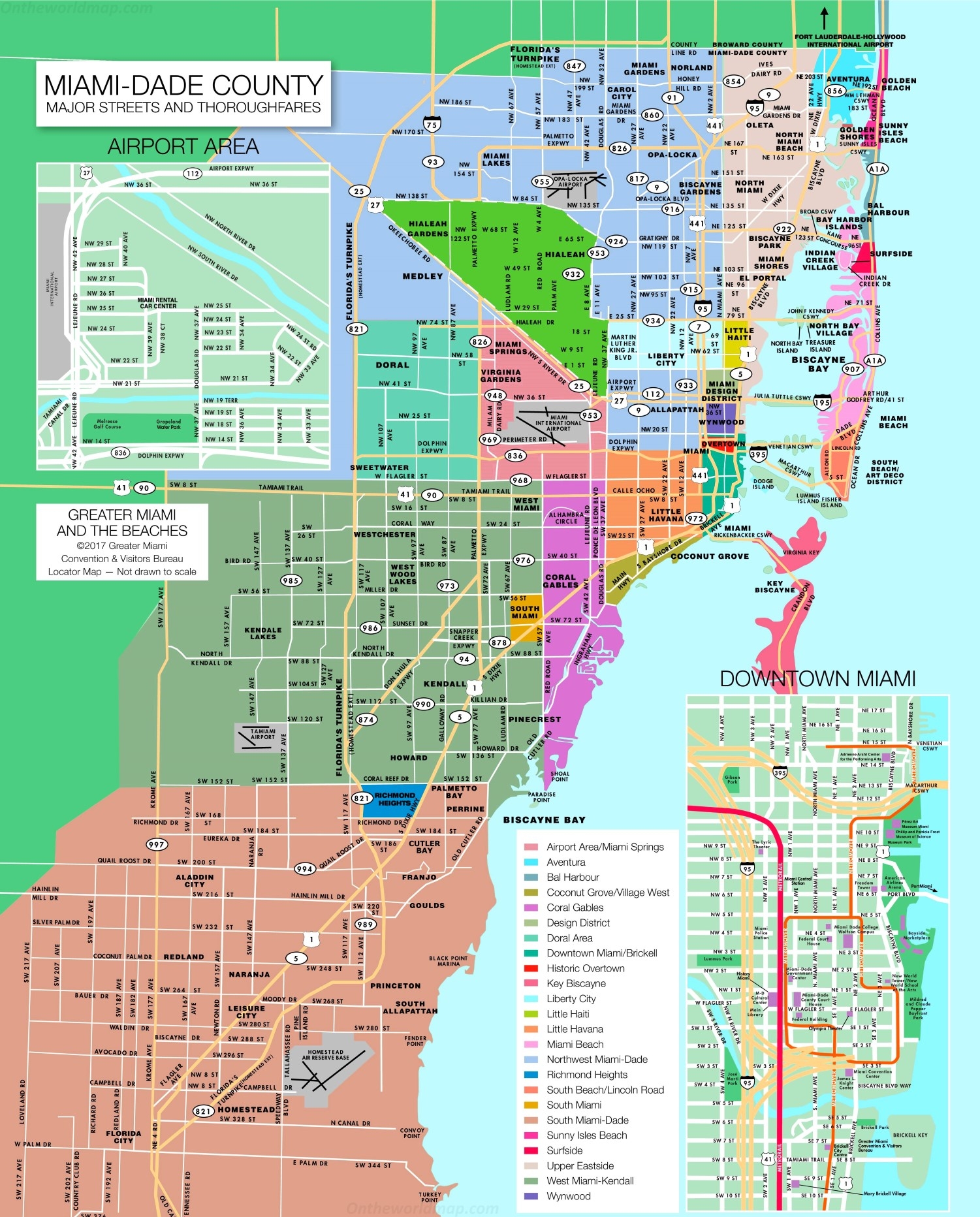 Miami Dade County Map Ontheworldmap Miami Dade County Map Ontheworldmap