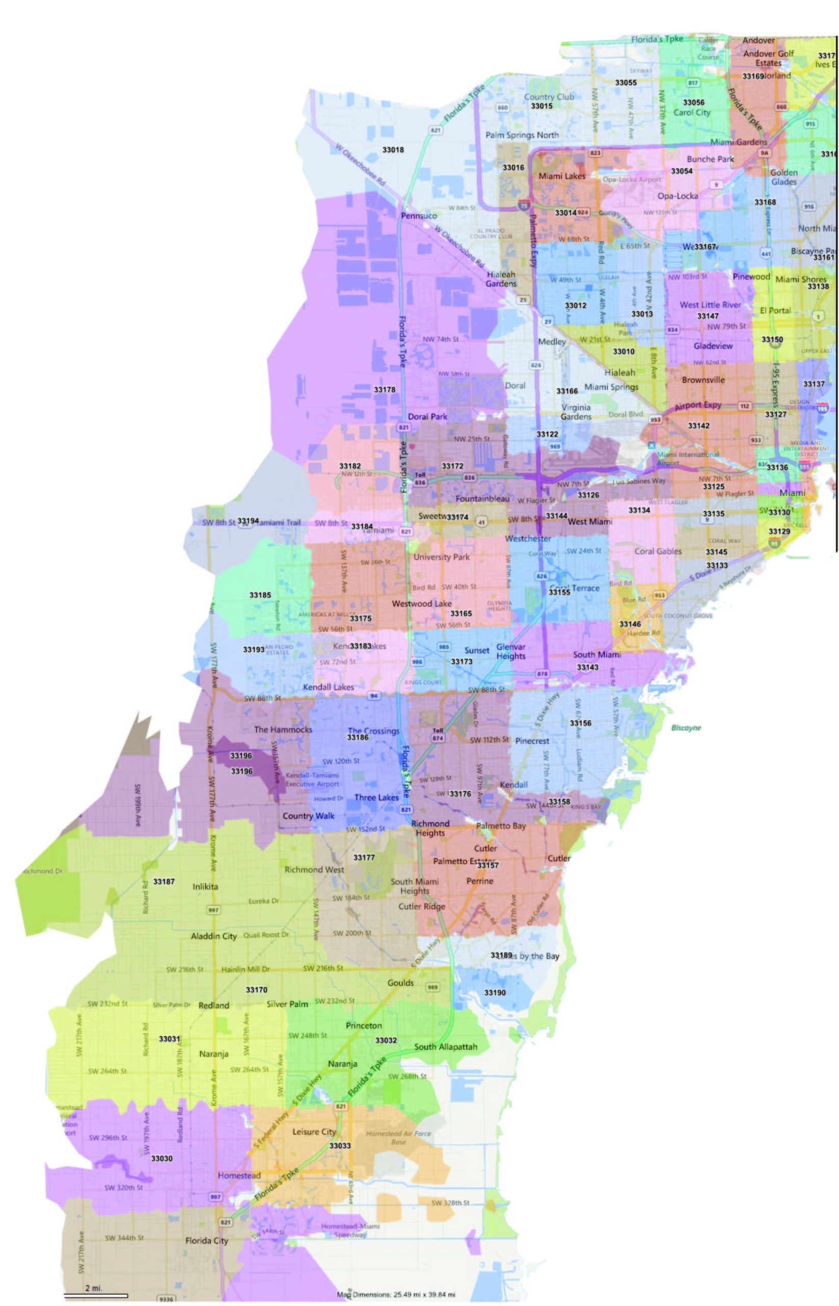 Miami Dade County Zip Code Map Print Label And Mail