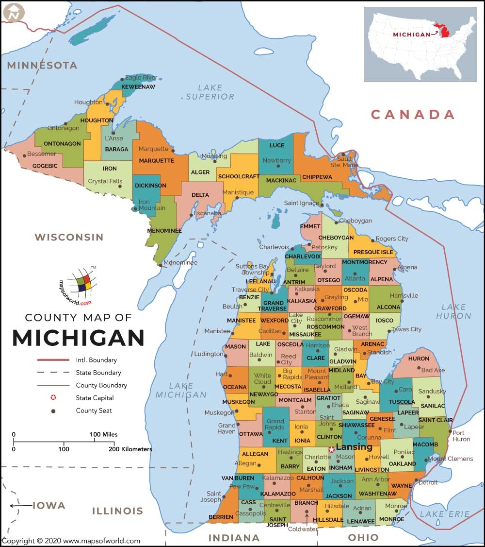 Michigan County Map MapsofWorld