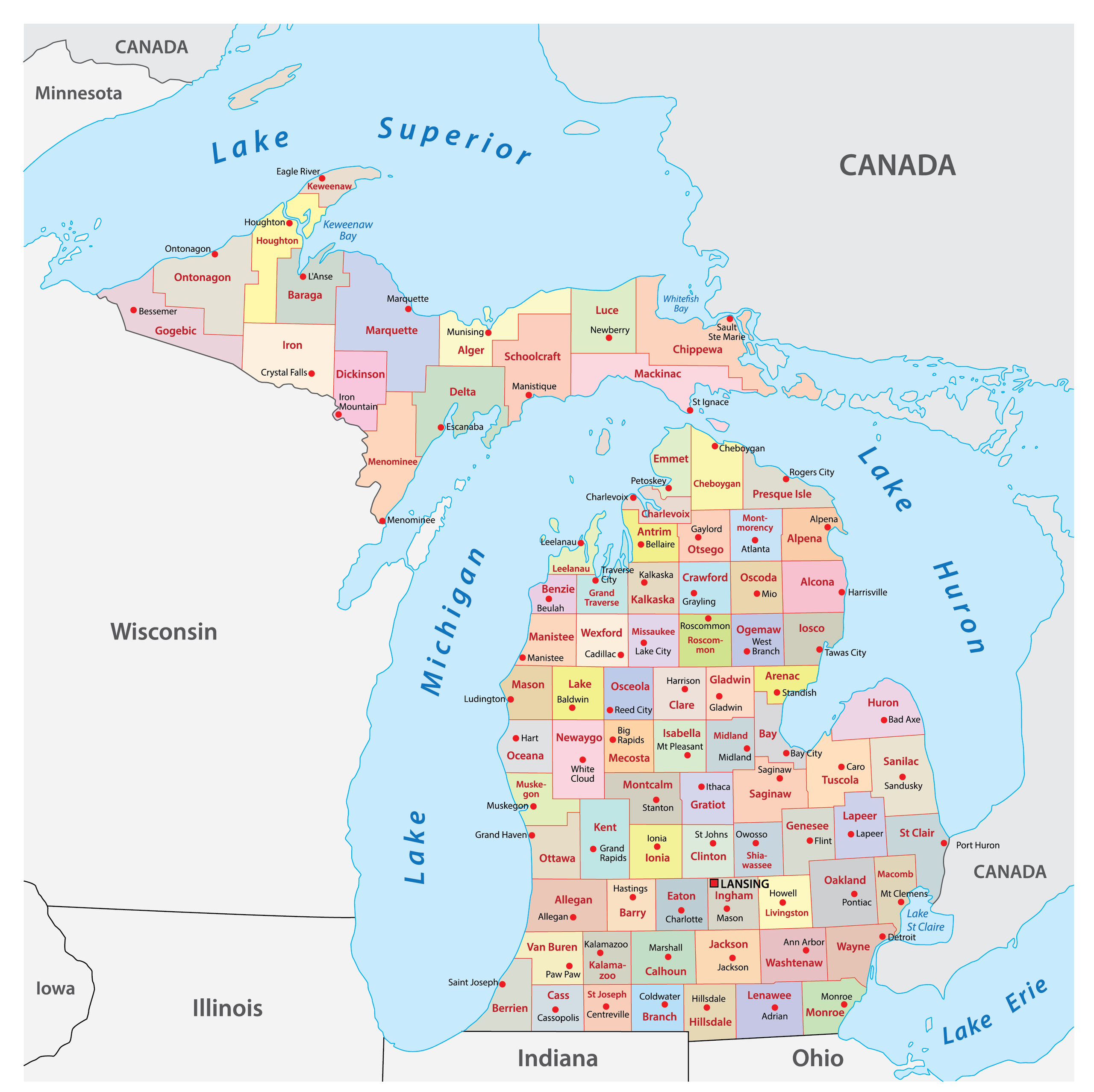 up michigan county map