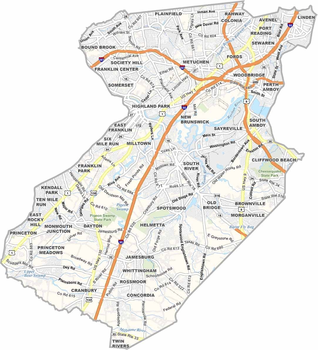 map of middlesex county nj map of middlesex county nj