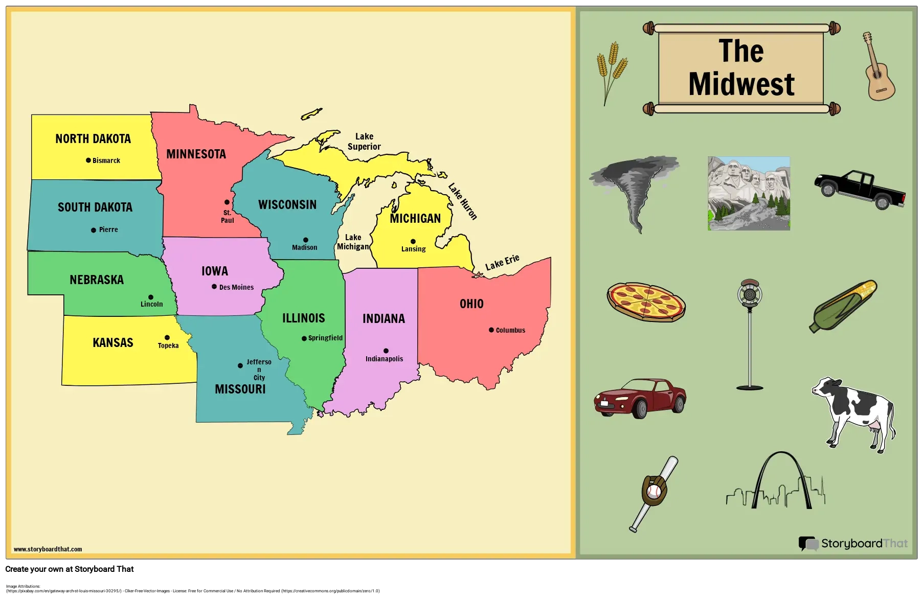 Midwest Map Activity Label Capitals With Storyboard That