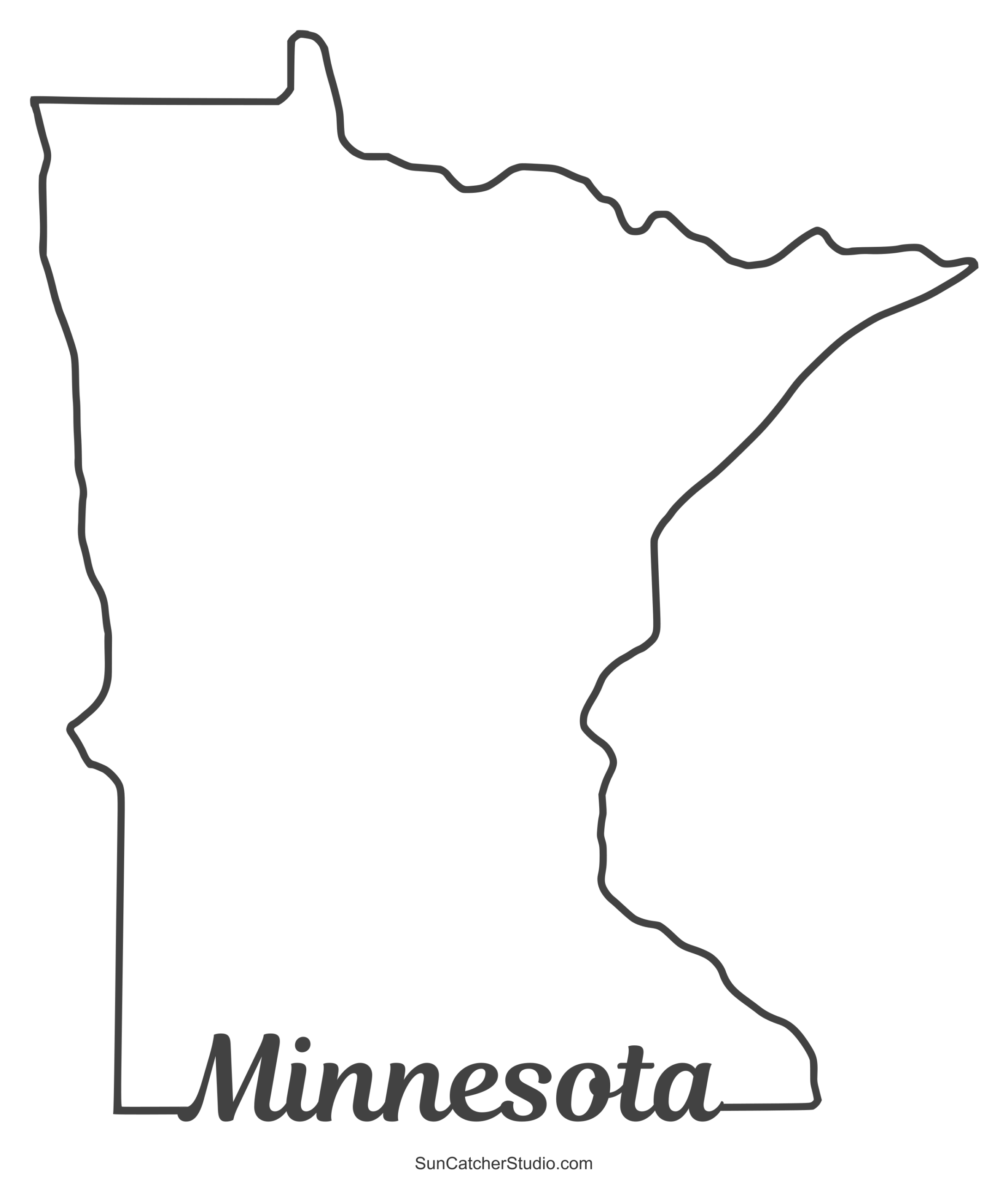 Minnesota Map Outline Printable State Shape Stencil Pattern Free Printables Lettering SVG Files Tools Apps