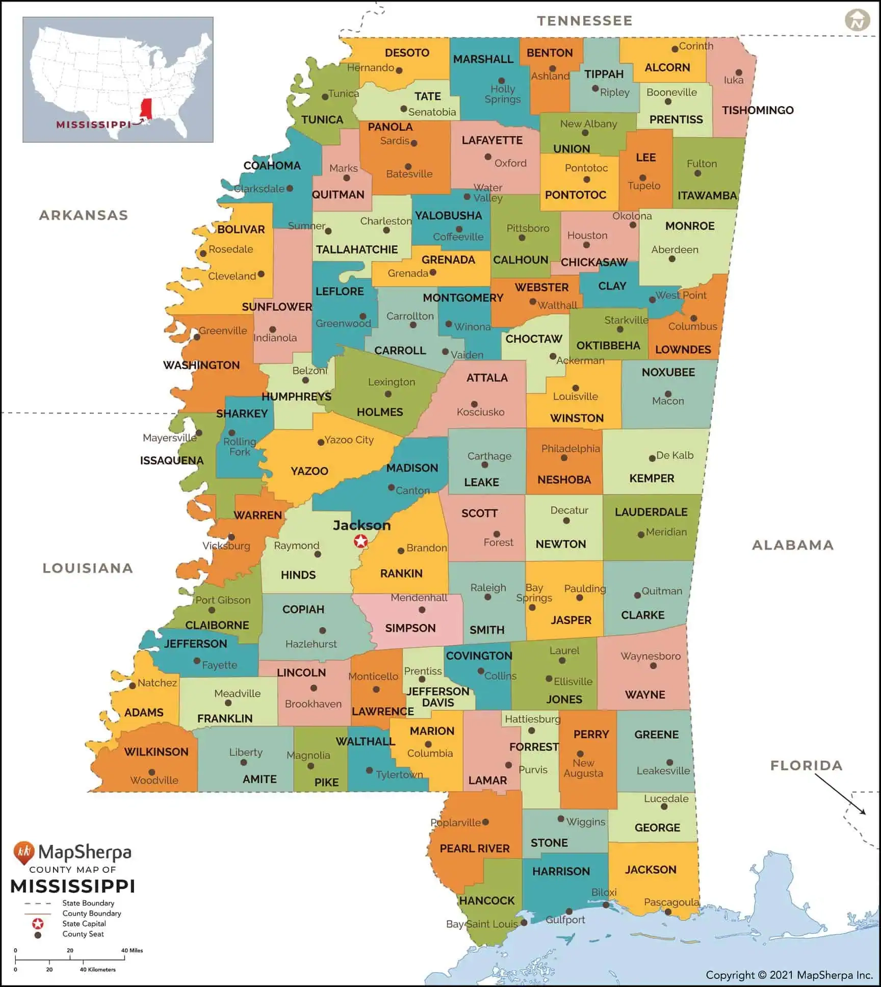 Mississippi Counties Map By MapSherpa The Map Shop Mississippi Counties Map By MapSherpa The Map Shop