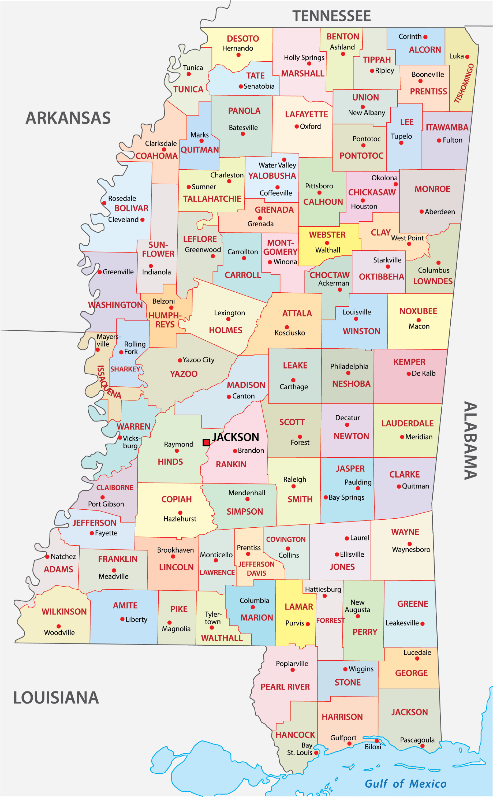 Mississippi Counties Map Mappr