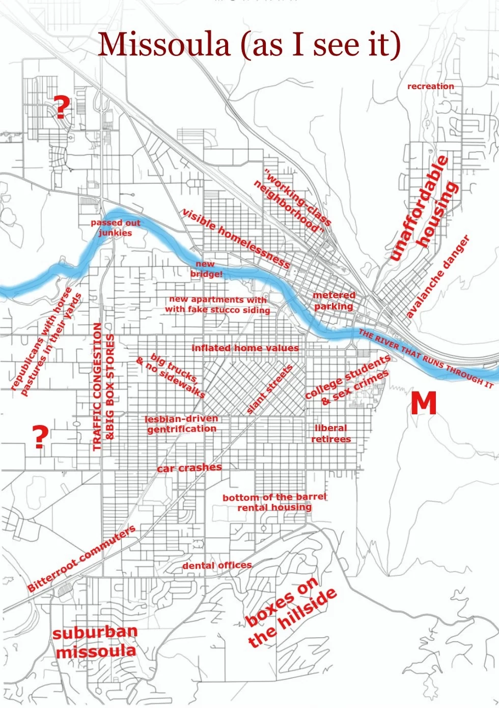 Missoula Map as I See It OC R missoula