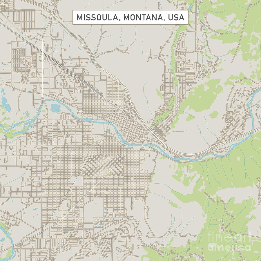 Missoula Montana US City Street Map Digital Art By Frank Ramspott Fine Art America