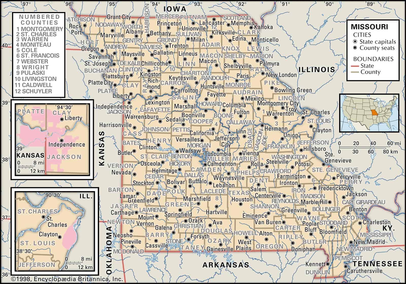 Missouri County Maps Interactive History Complete List