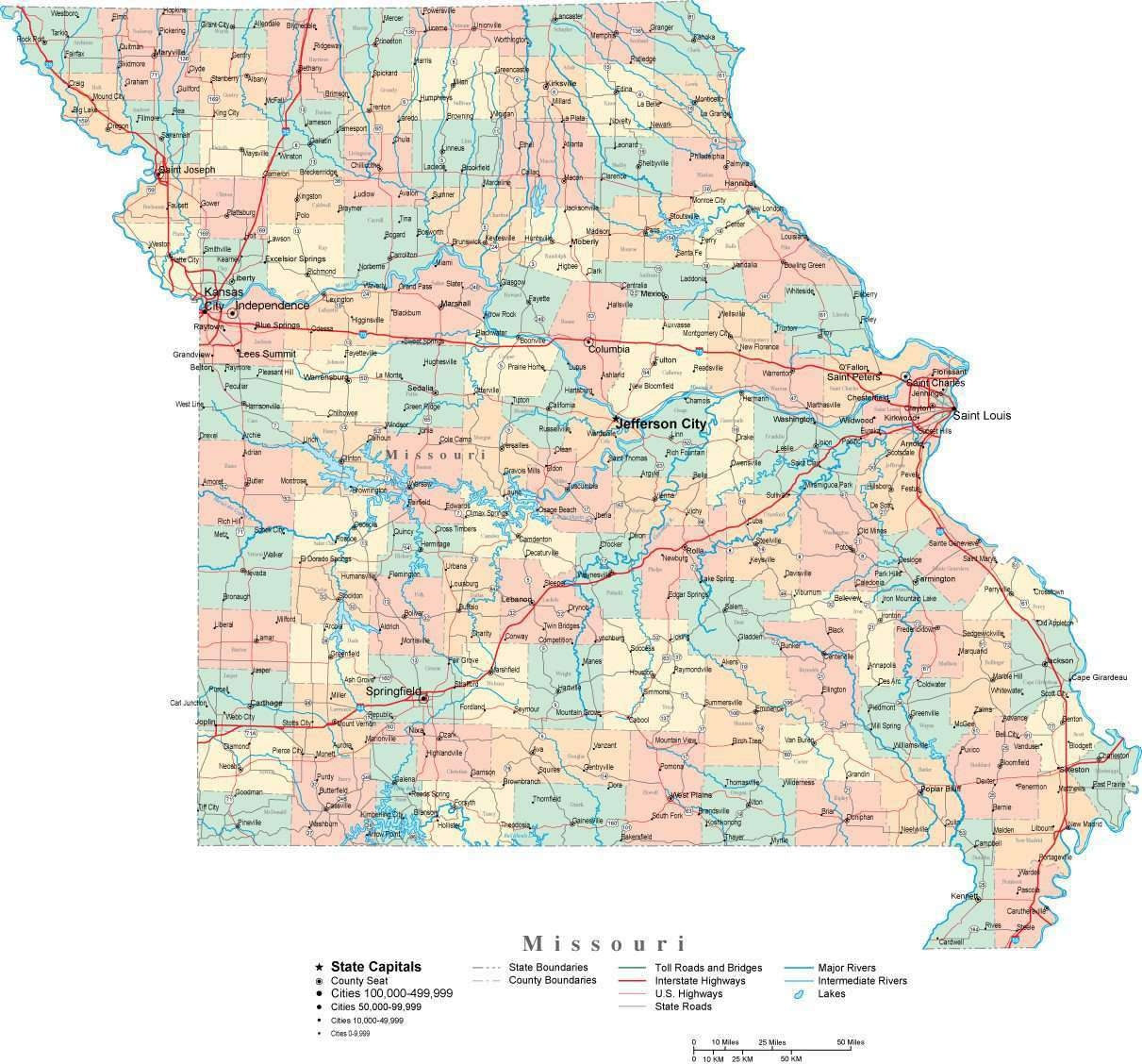 county map of mo county map of mo