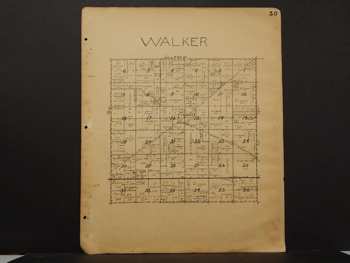 Missouri Vernon County Map Walker Township 1928 R5 11 EBay
